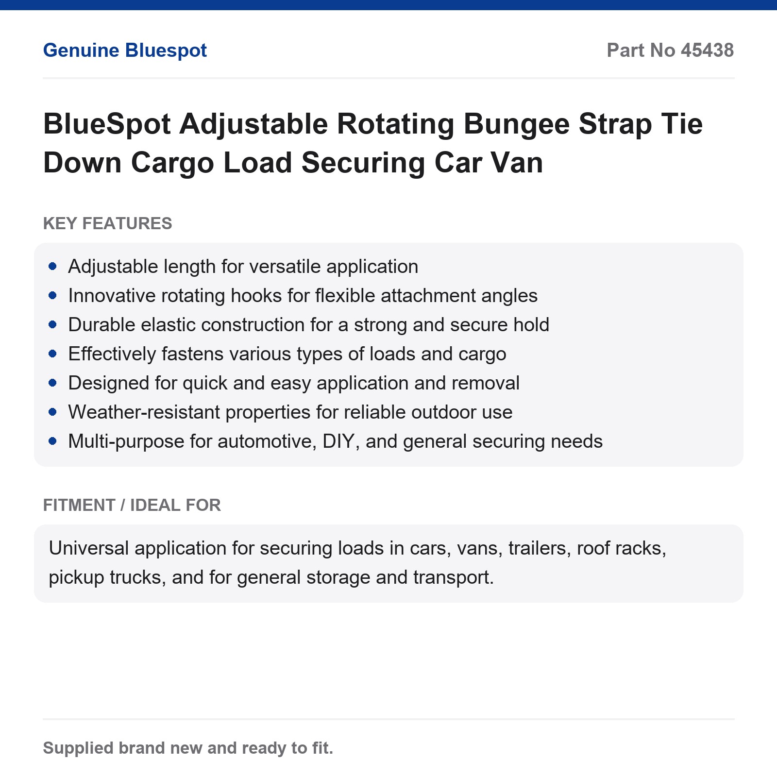 BlueSpot Adjustable Rotating Bungee Strap Tie Down Cargo Car Van - Image 3