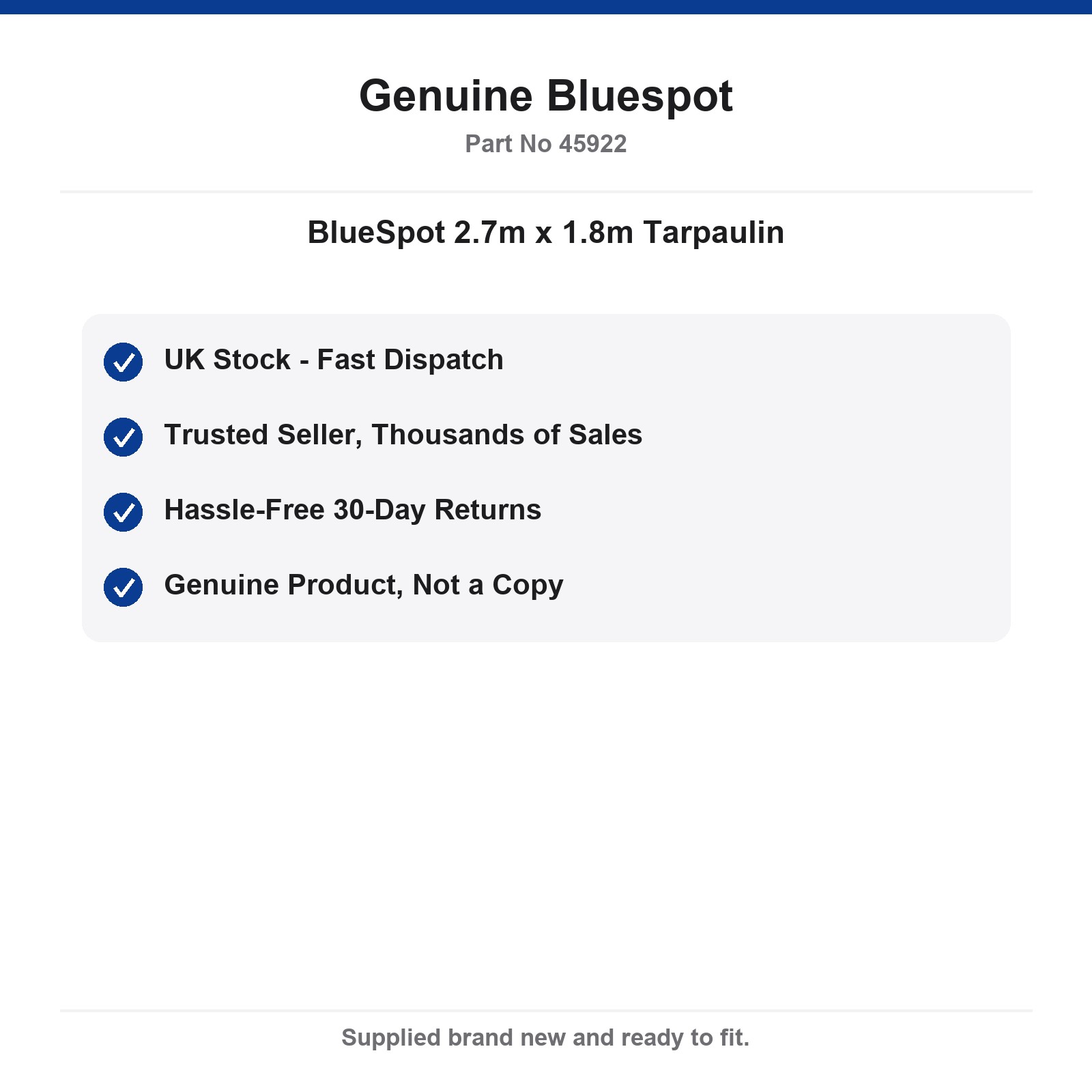 Bluespot 9x6ft Tarpaulin Waterproof Lightweight Mould Resistant Camping Garden - Image 4
