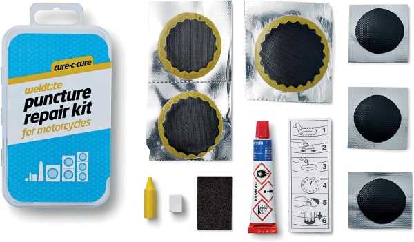 WELDTITE Motorcycle Puncture Repair Kit Flat Tyre Fix Emergency Roadside Compact