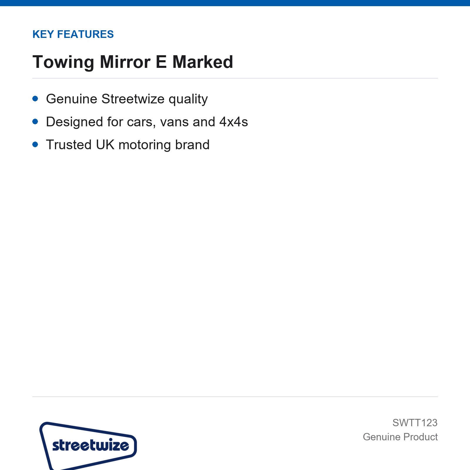 Streetwize Towing Mirror E Marked Car Caravan Trailer Heavy Duty Universal - Image 3