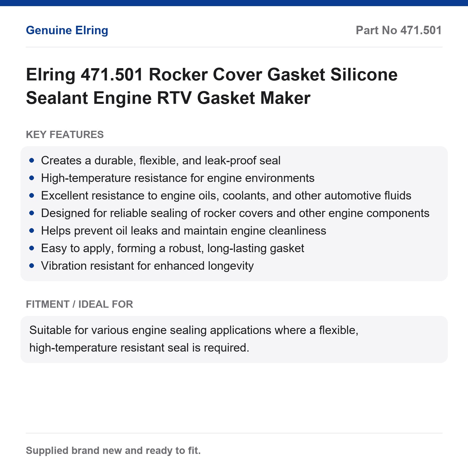 Elring 471.501 Rocker Cover Gasket Silicone Sealant Engine RTV Gasket Maker - Image 2