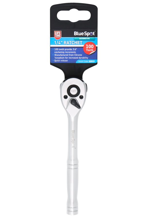 Bluespot 1/4″ 100T Quick Release Ratchet Cr-Mo Carbon Steel