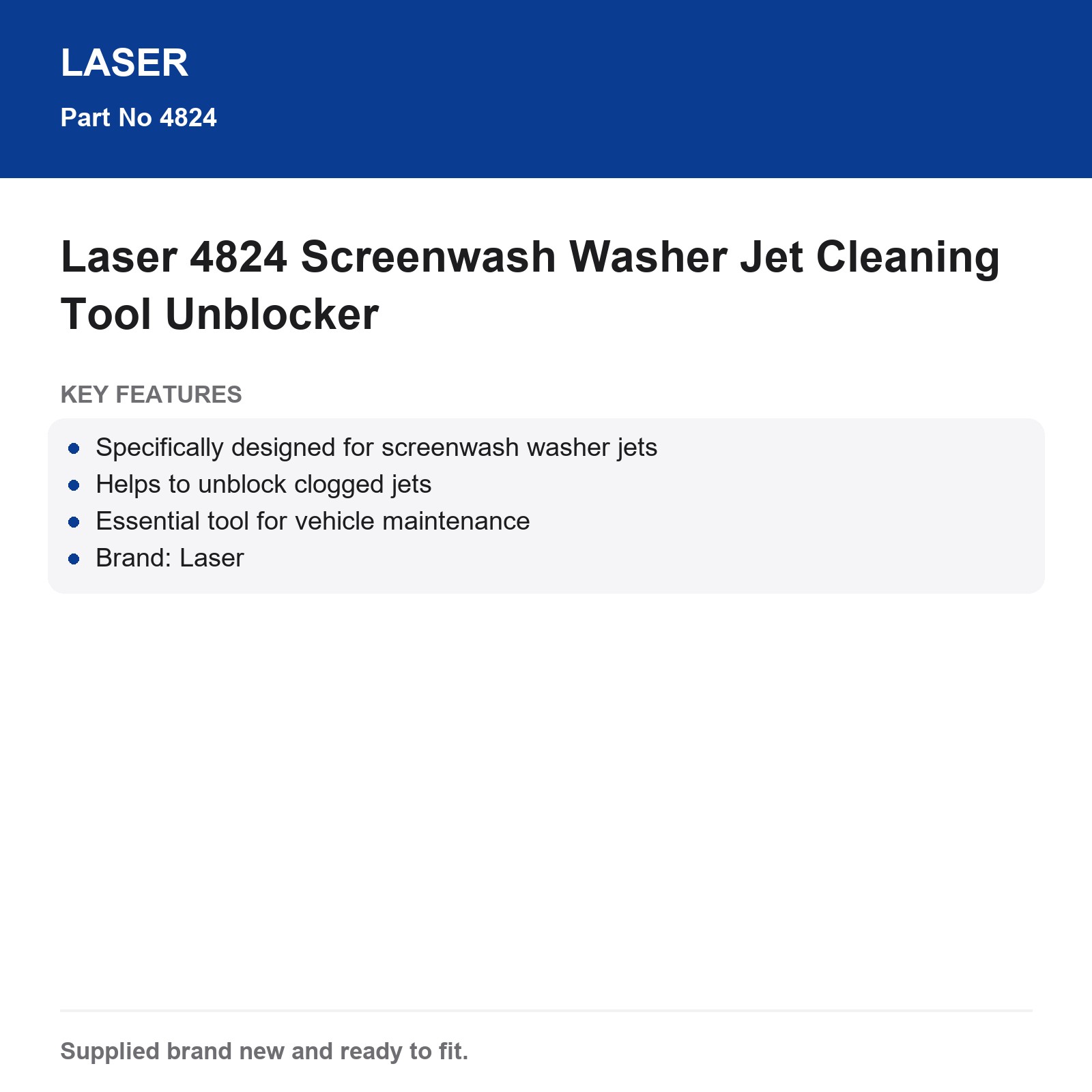 Laser 4824 Screenwash Washer Jet Unblocker Tool - Image 11