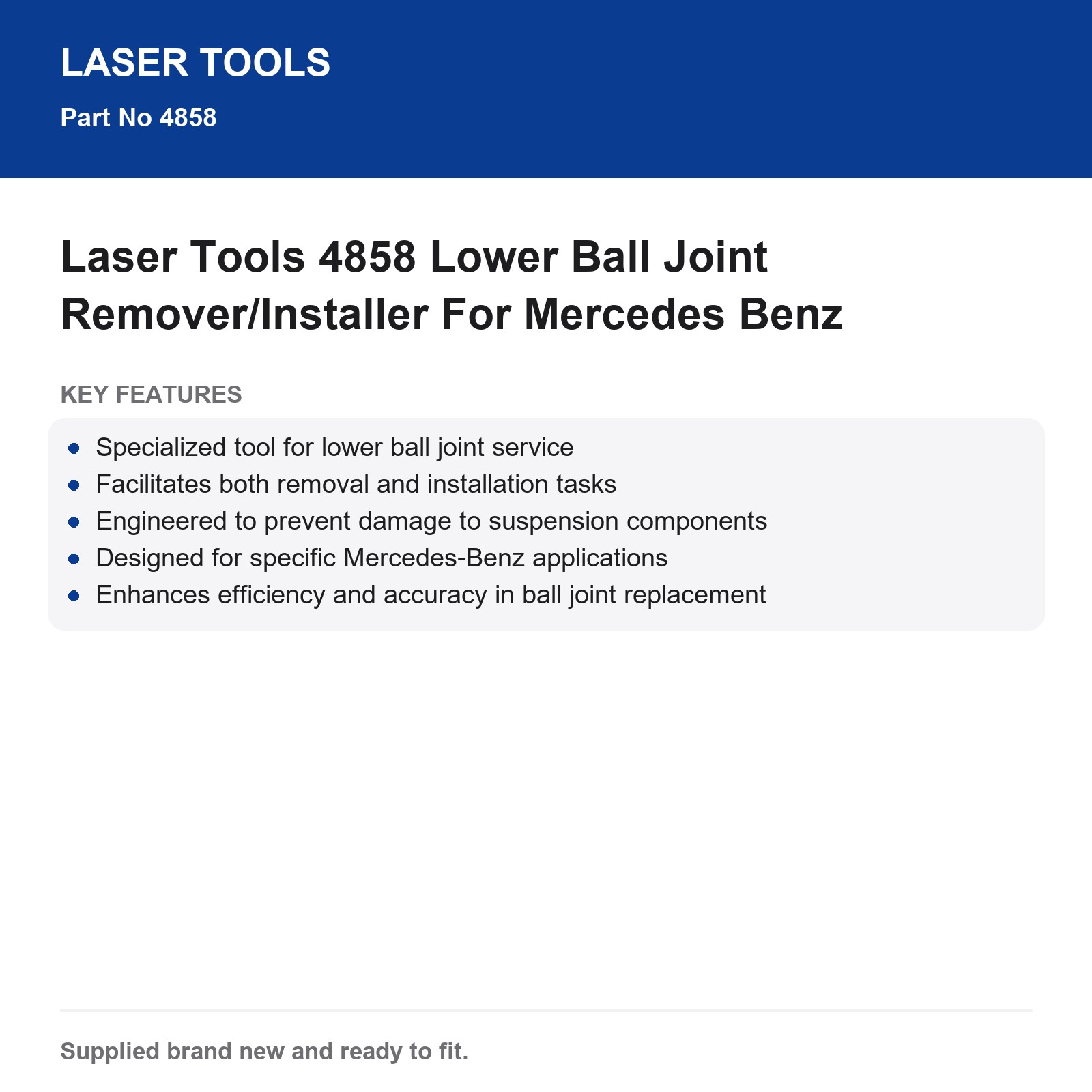 Mercedes Lower Ball Joint Tool Remover Installer Laser Tools 4858 - Image 8
