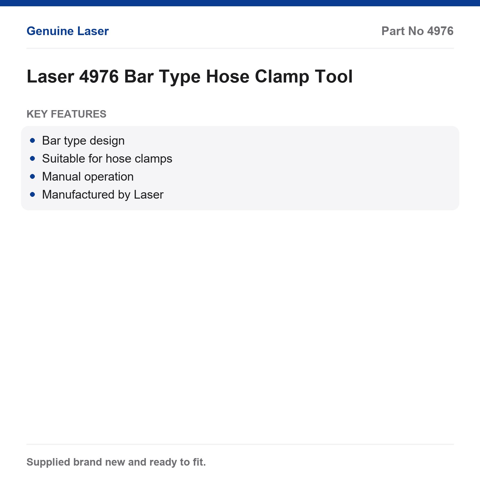 Laser 4976 Hose Clamp Tool Manual Bar Type Install Remove - Image 5