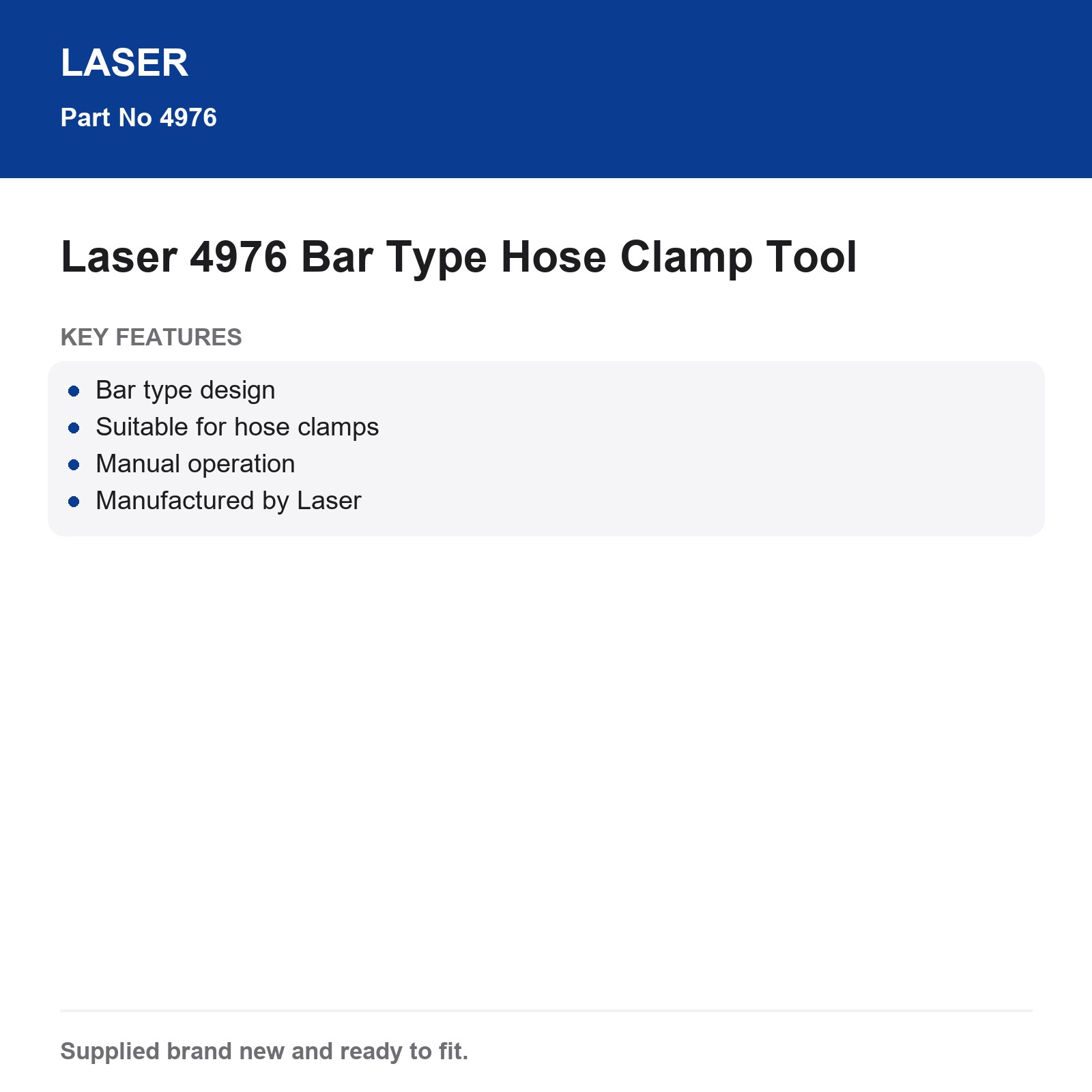 Laser 4976 Hose Clamp Tool Manual Bar Type Install Remove - Image 6