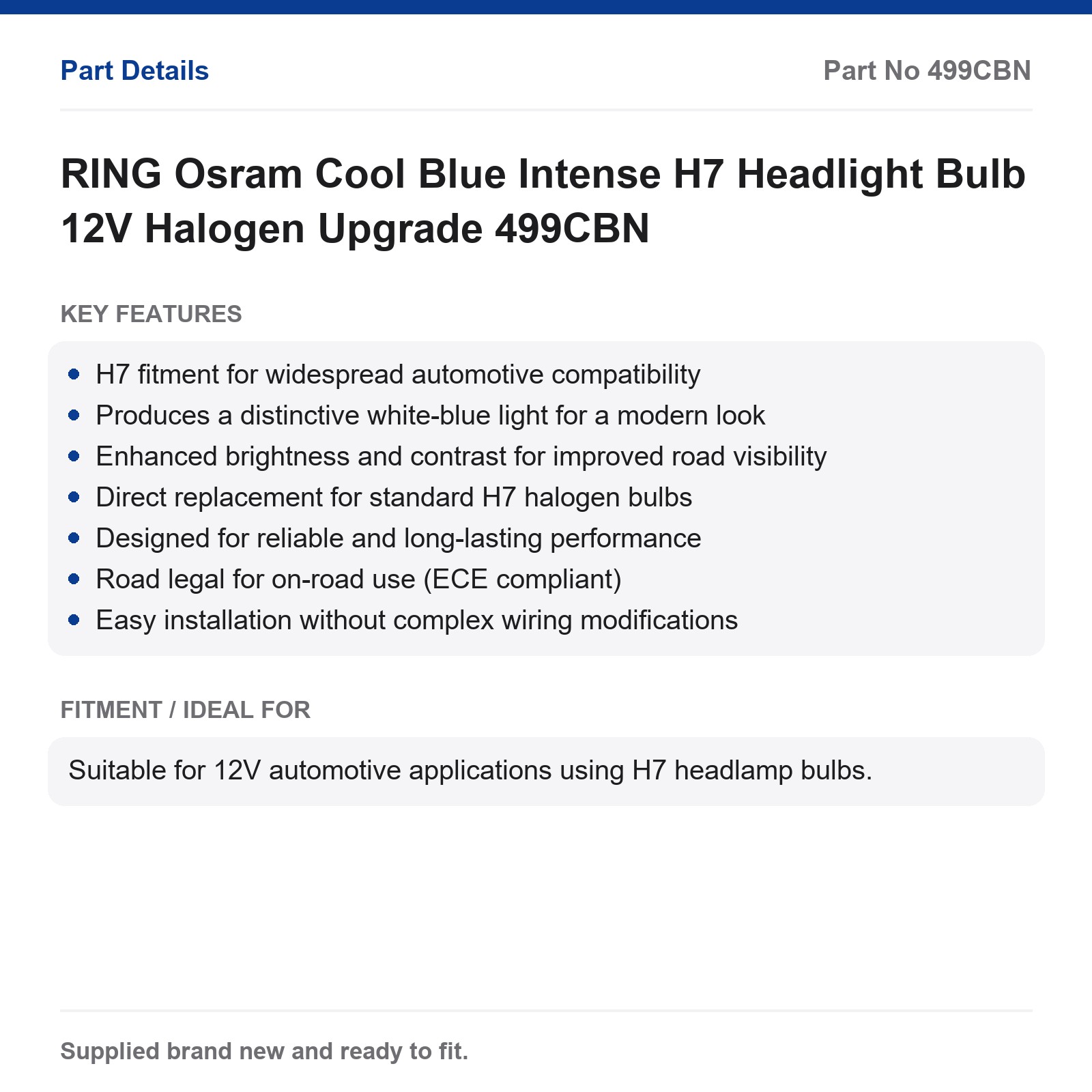 OSRAM Cool Blue Intense NEXT GEN H7 12V 55W Twin Pack (64210CBN-2HB) - Image 2