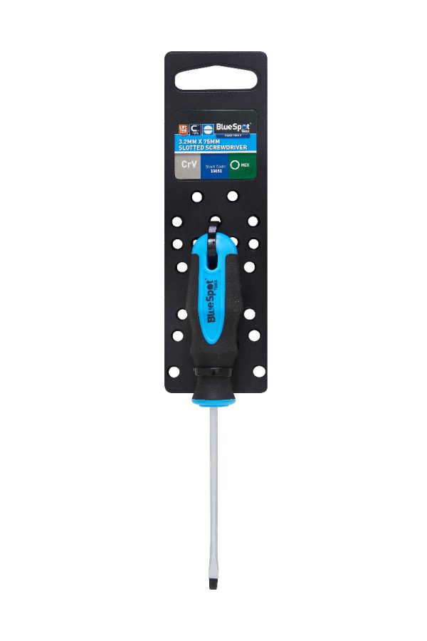 BlueSpot Slotted Screwdriver Hex Bolster 3.2mm x 75mm