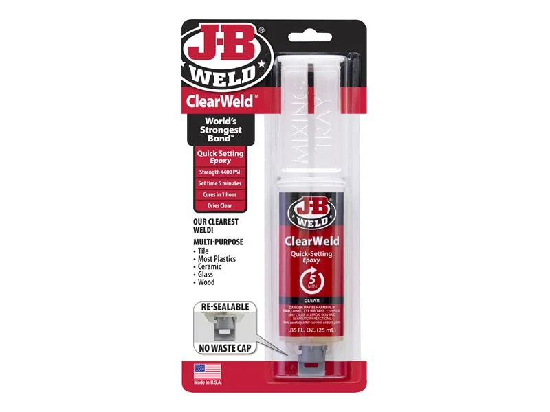 J-B Weld 50112UK ClearWeld 5-Minute Clear Epoxy Adhesive Auto Body Plastic