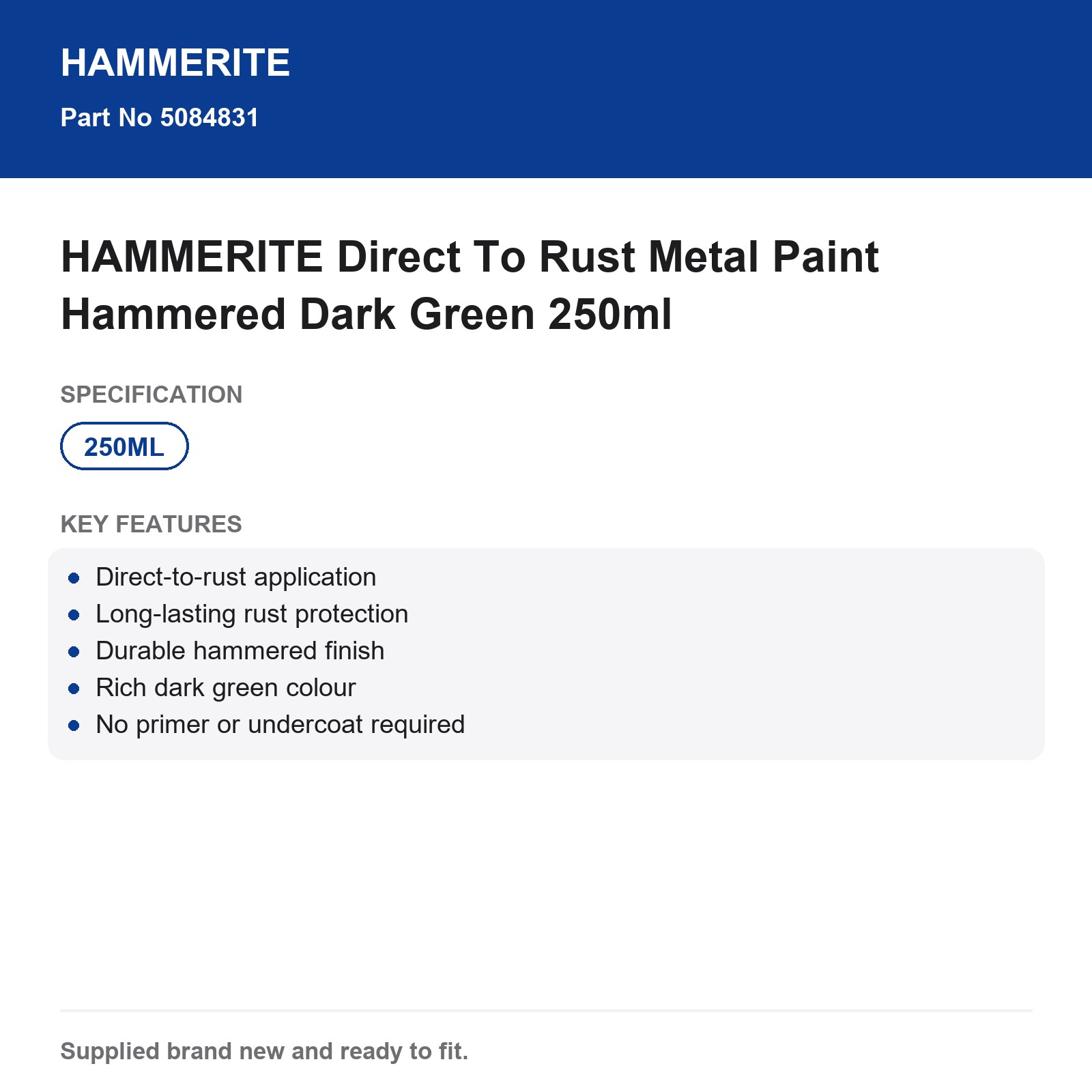 HAMMERITE Direct To Rust Metal Paint Hammered Dark Green 250ml - Image 4