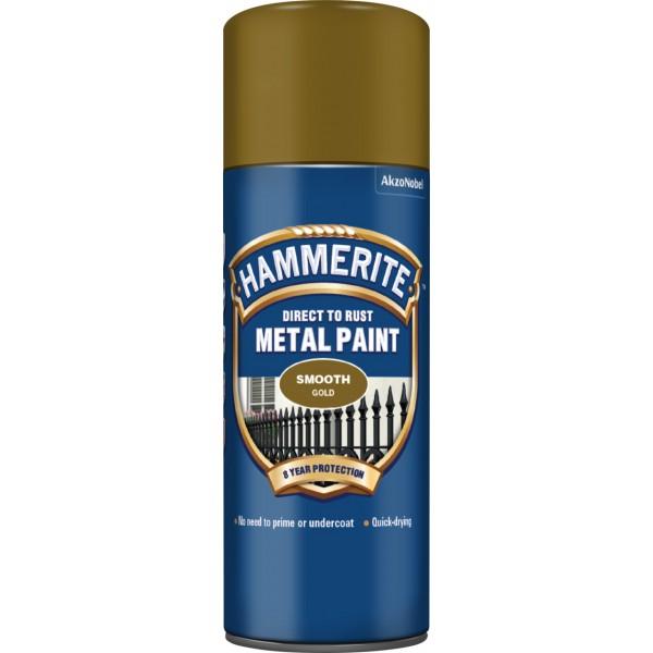 HAMMERITE Direct To Rust Metal Paint Smooth Gold 400ml – Protective Coating