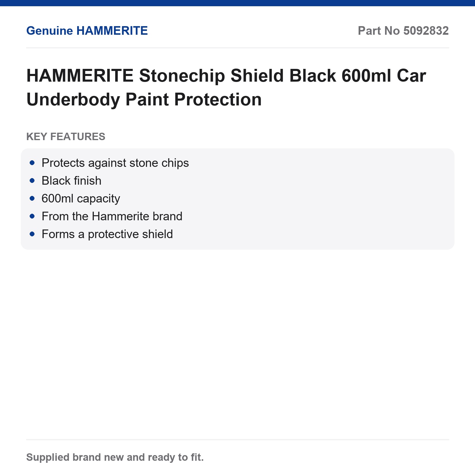 HAMMERITE Underseal Stonechip Shield Black 600ml Underbody Paint - Image 3