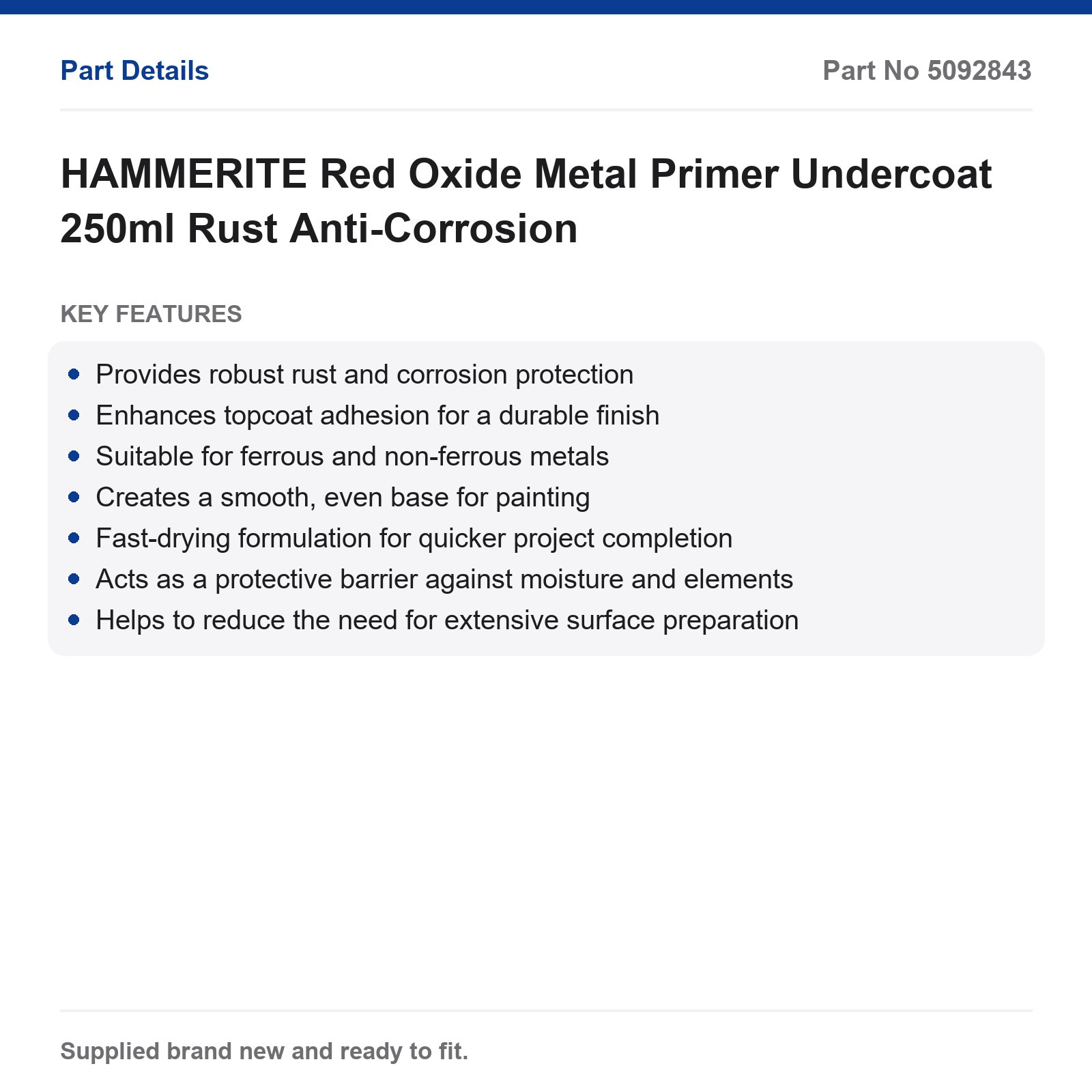 HAMMERITE Red Oxide Metal Primer 250ml Rust Protection - Image 3