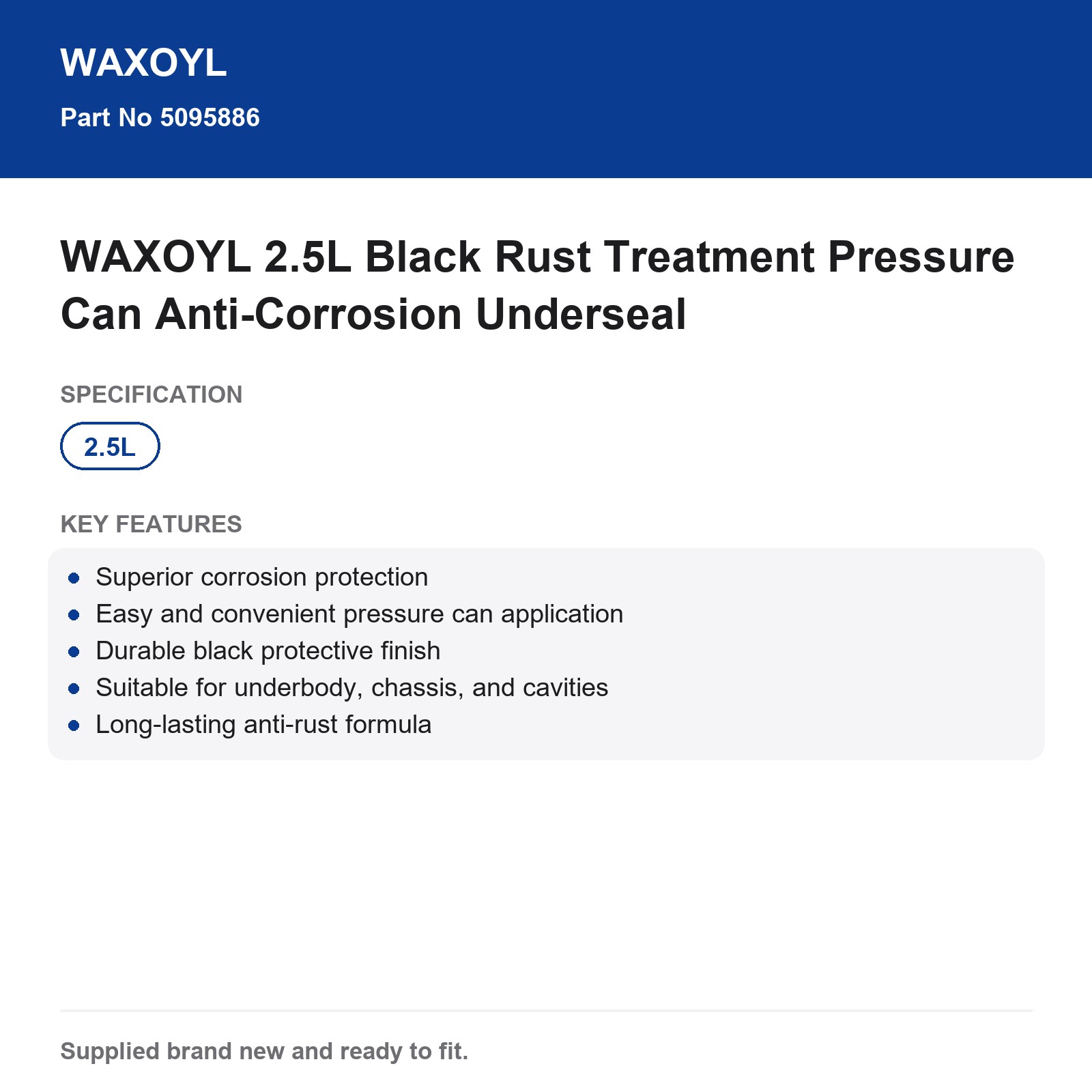 WAXOYL 2.5L Black Underseal Rust Treatment Pressure Can Anti-Corrosion Chassis - Image 5
