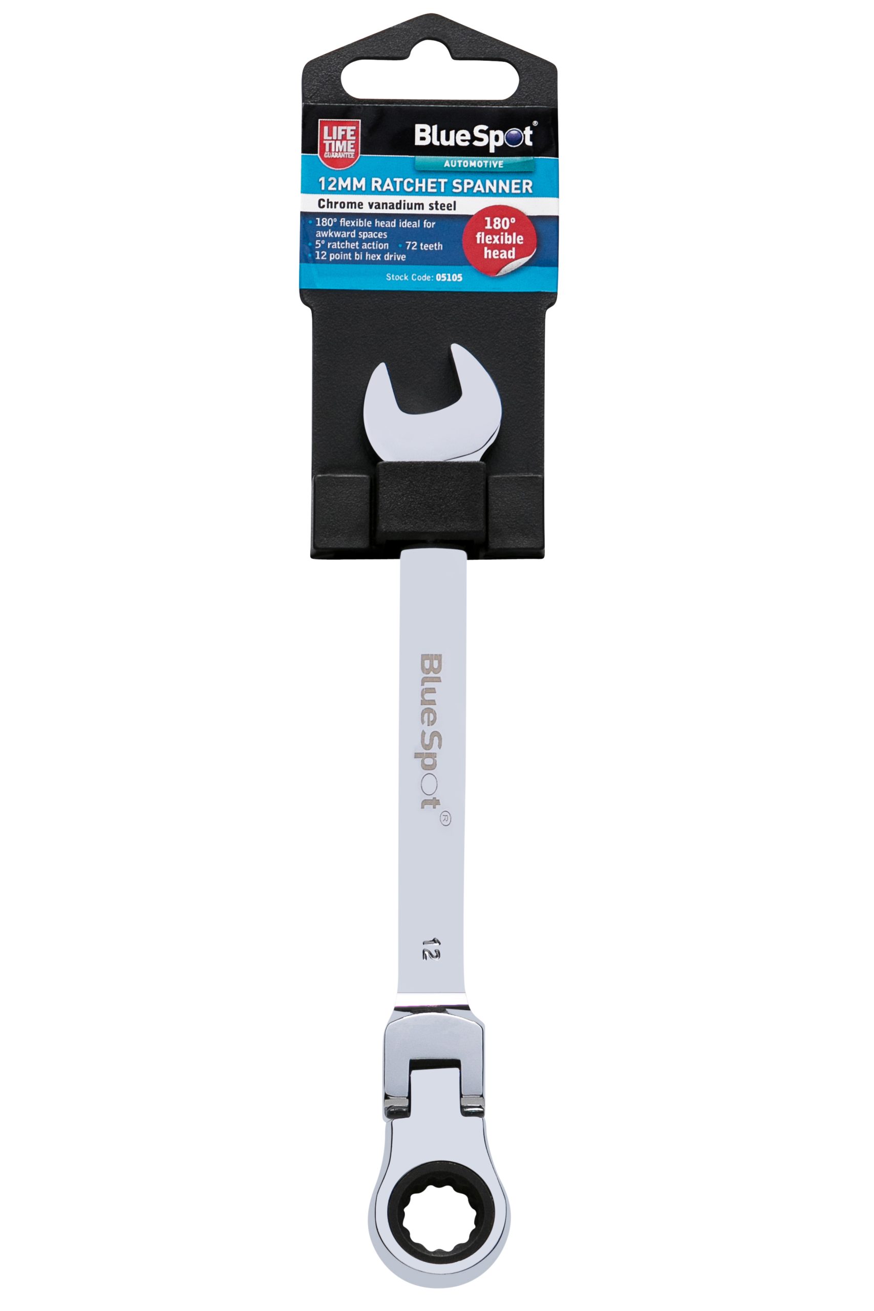 BlueSpot 12mm Ratchet Spanner Flexible Head (180°)