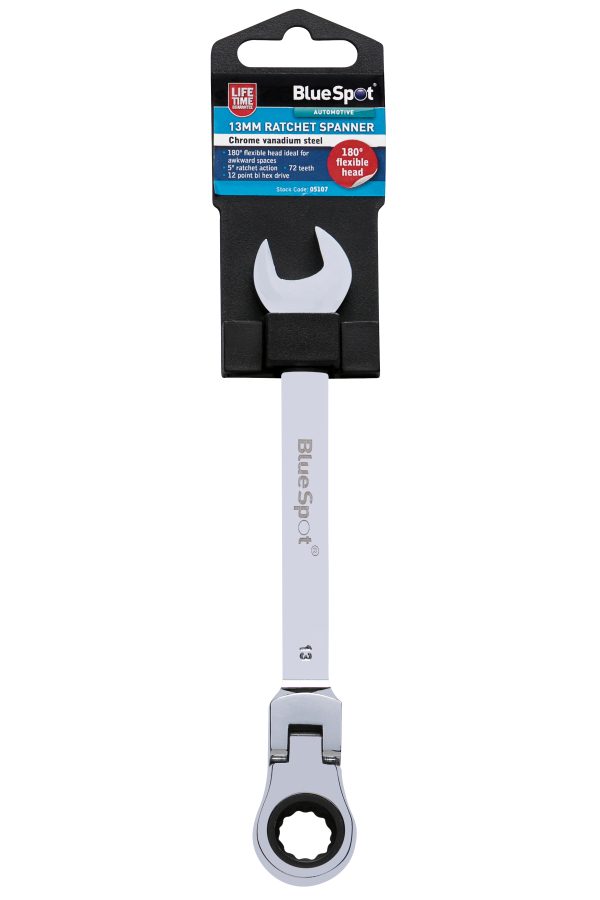 13mm Ratchet Spanner BlueSpot Flexible Head 180°
