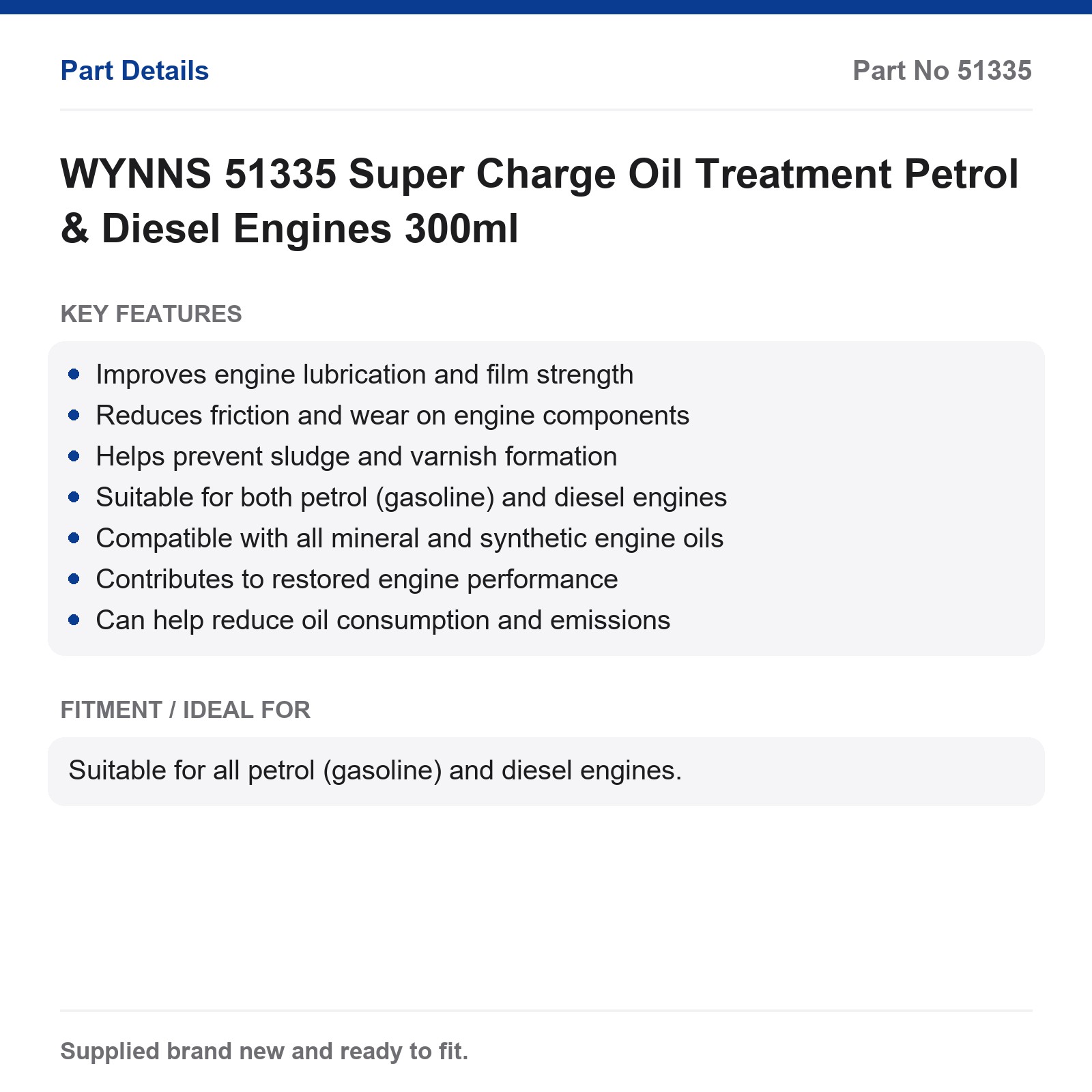 WYNNS 51335 Super Charge Oil Treatment Petrol & Diesel Engines 300ml - Image 3