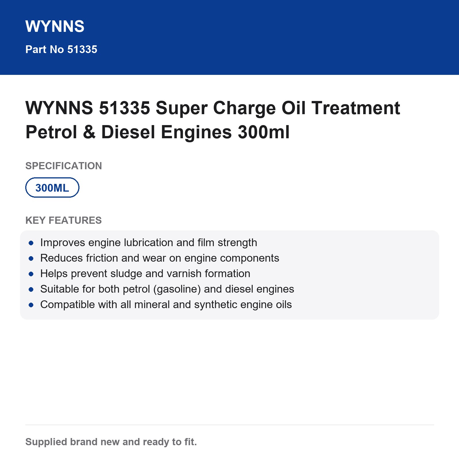 WYNNS 51335 Super Charge Oil Treatment Petrol & Diesel Engines 300ml - Image 4