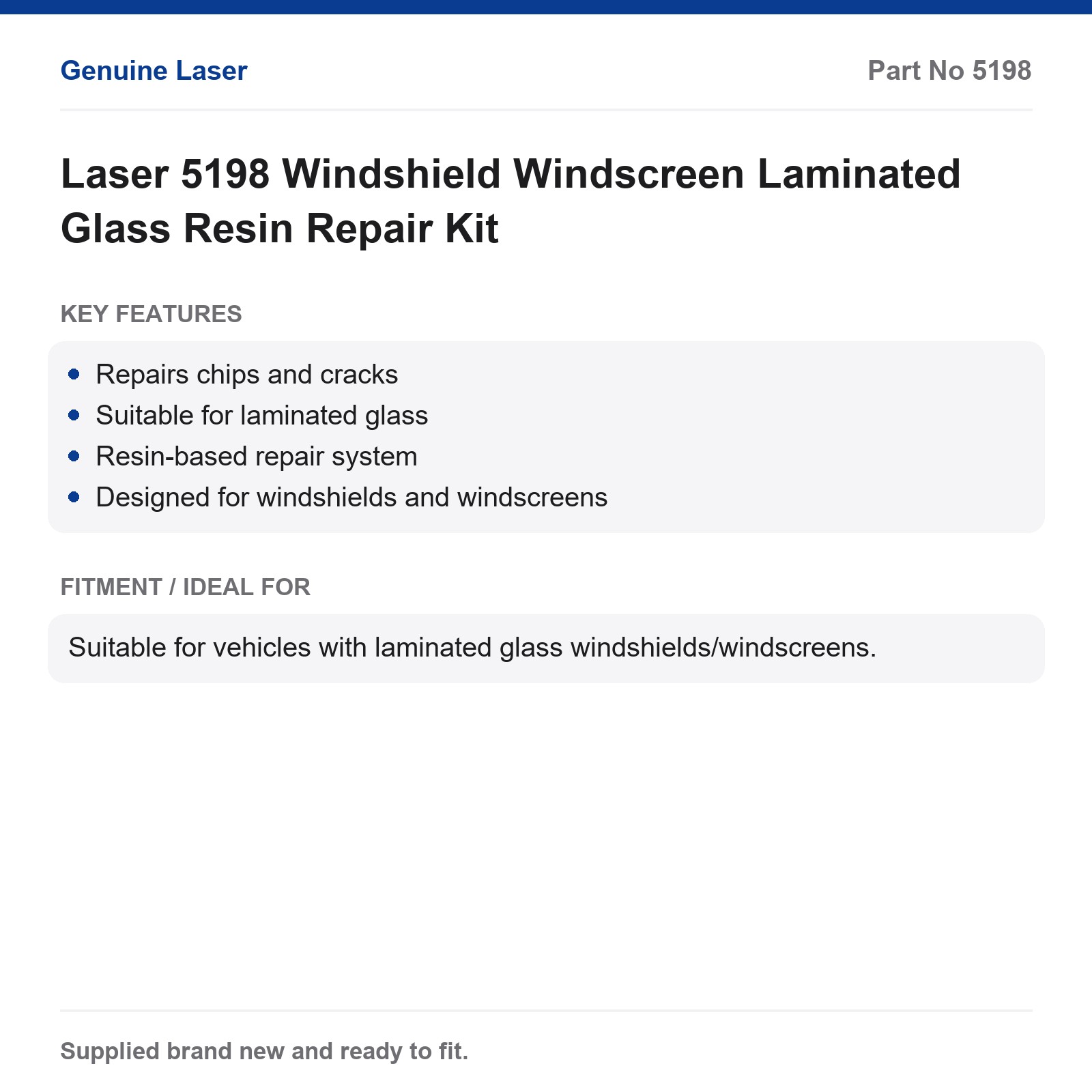 Windshield Repair Kit Laser 5198 Laminated Glass Resin - Image 12