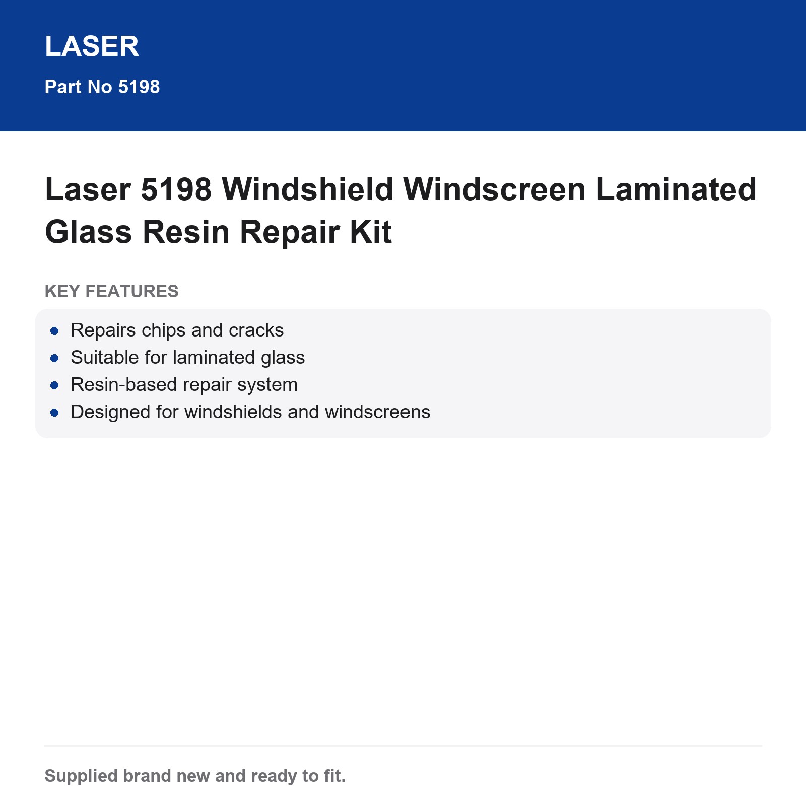 Windshield Repair Kit Laser 5198 Laminated Glass Resin - Image 13