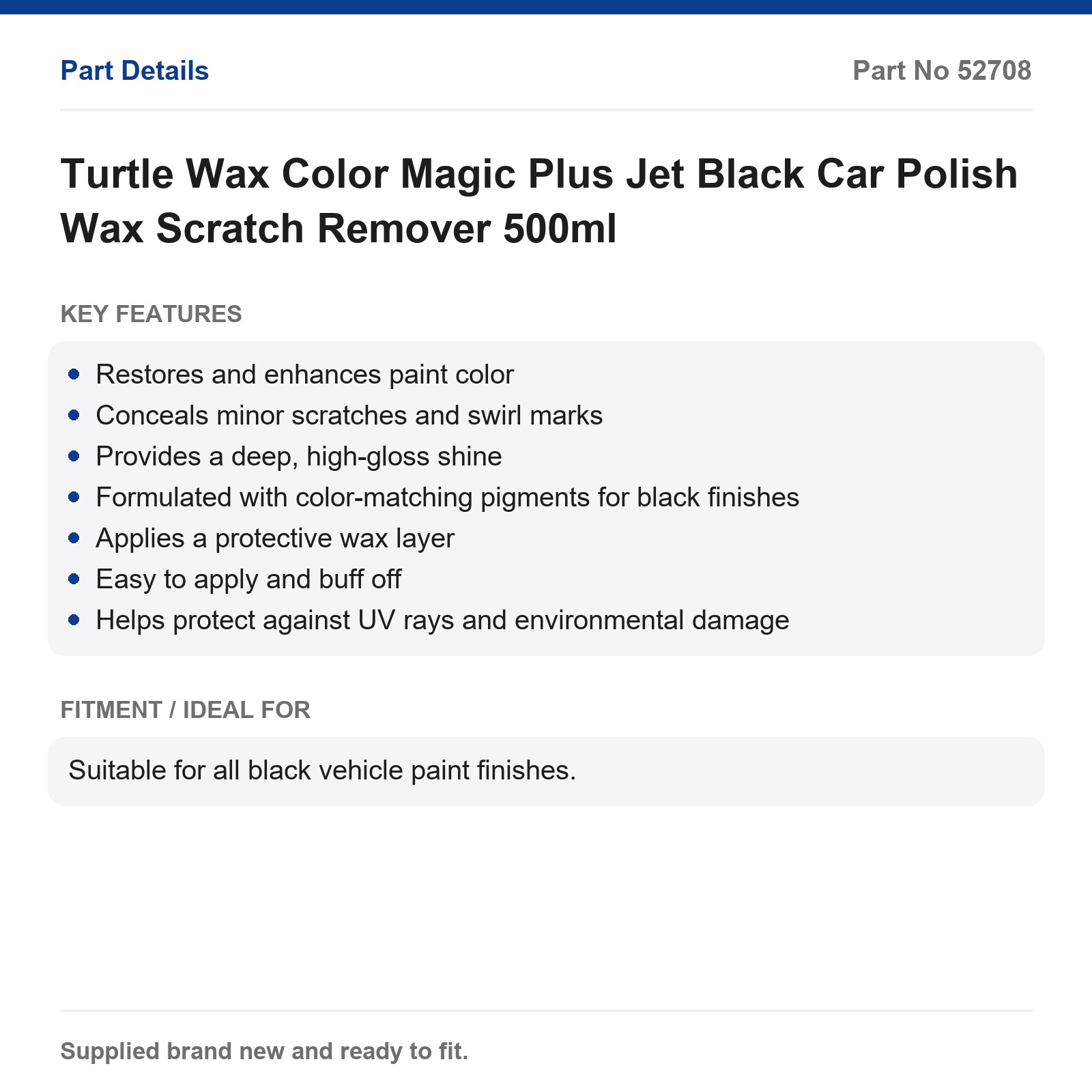 Turtle Wax Color Magic Plus Jet Black Car Polish Wax Scratch Remover 500ml - Image 3