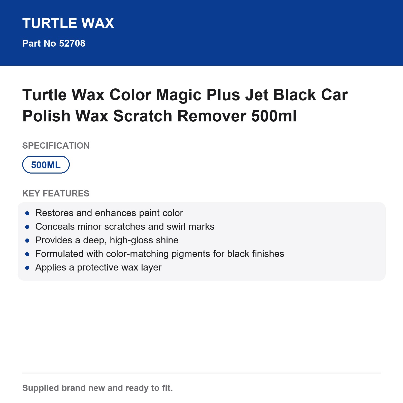 Turtle Wax Color Magic Plus Jet Black Car Polish Wax Scratch Remover 500ml - Image 4