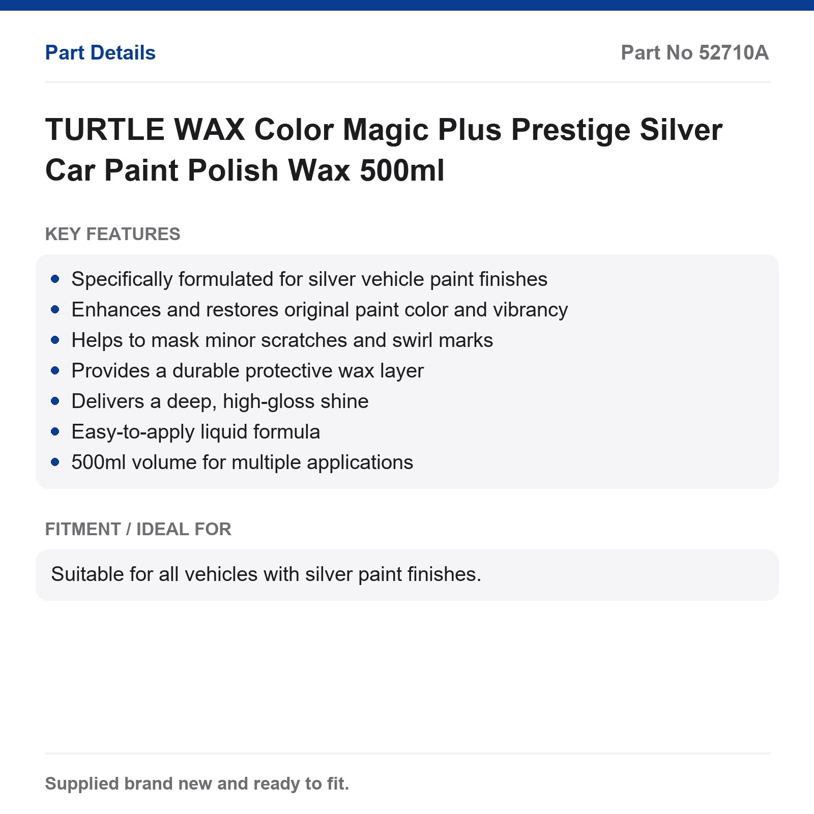 TURTLE WAX Color Magic Plus Prestige Silver Car Paint Polish Wax 500ml - Image 4