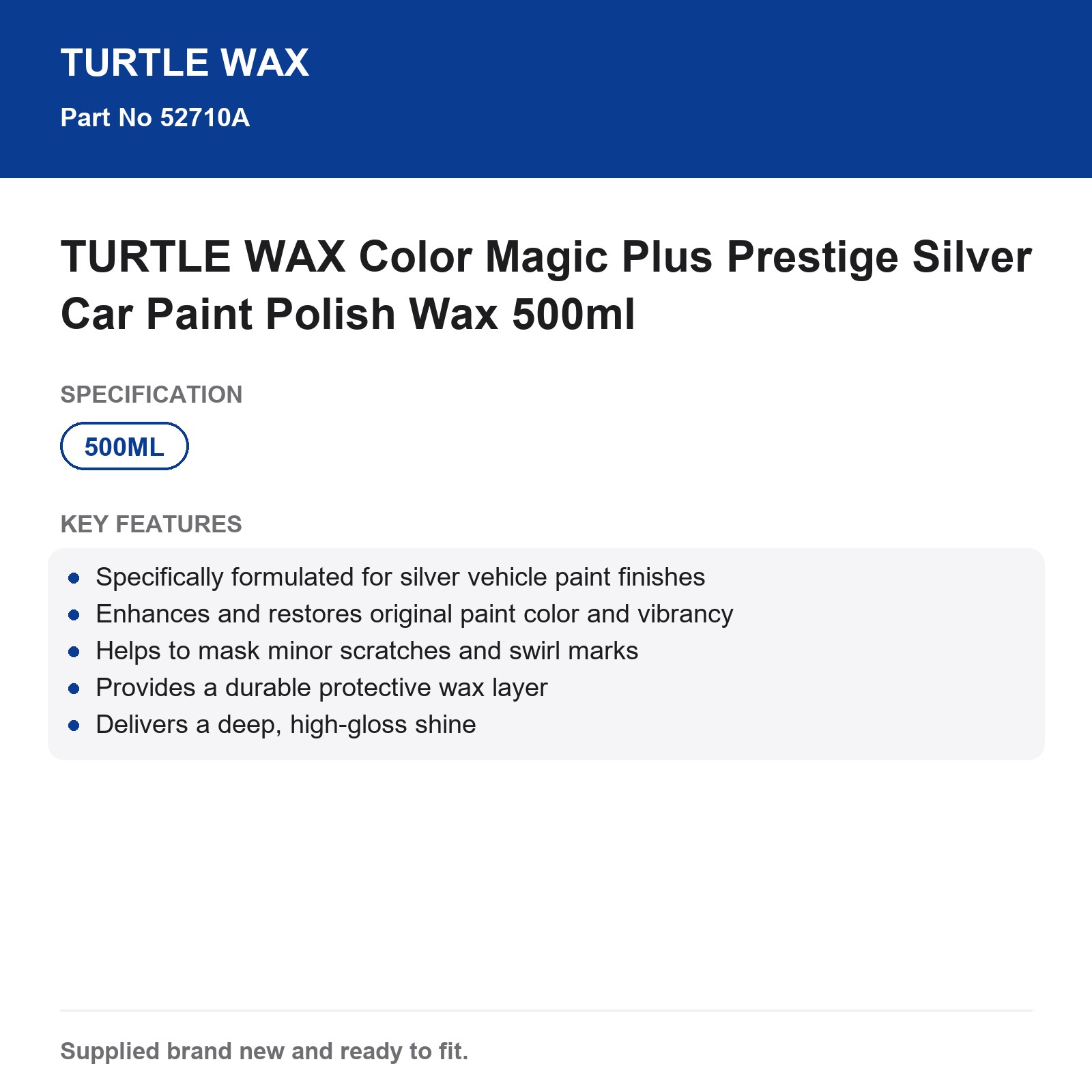 TURTLE WAX Color Magic Plus Prestige Silver Car Paint Polish Wax 500ml - Image 5