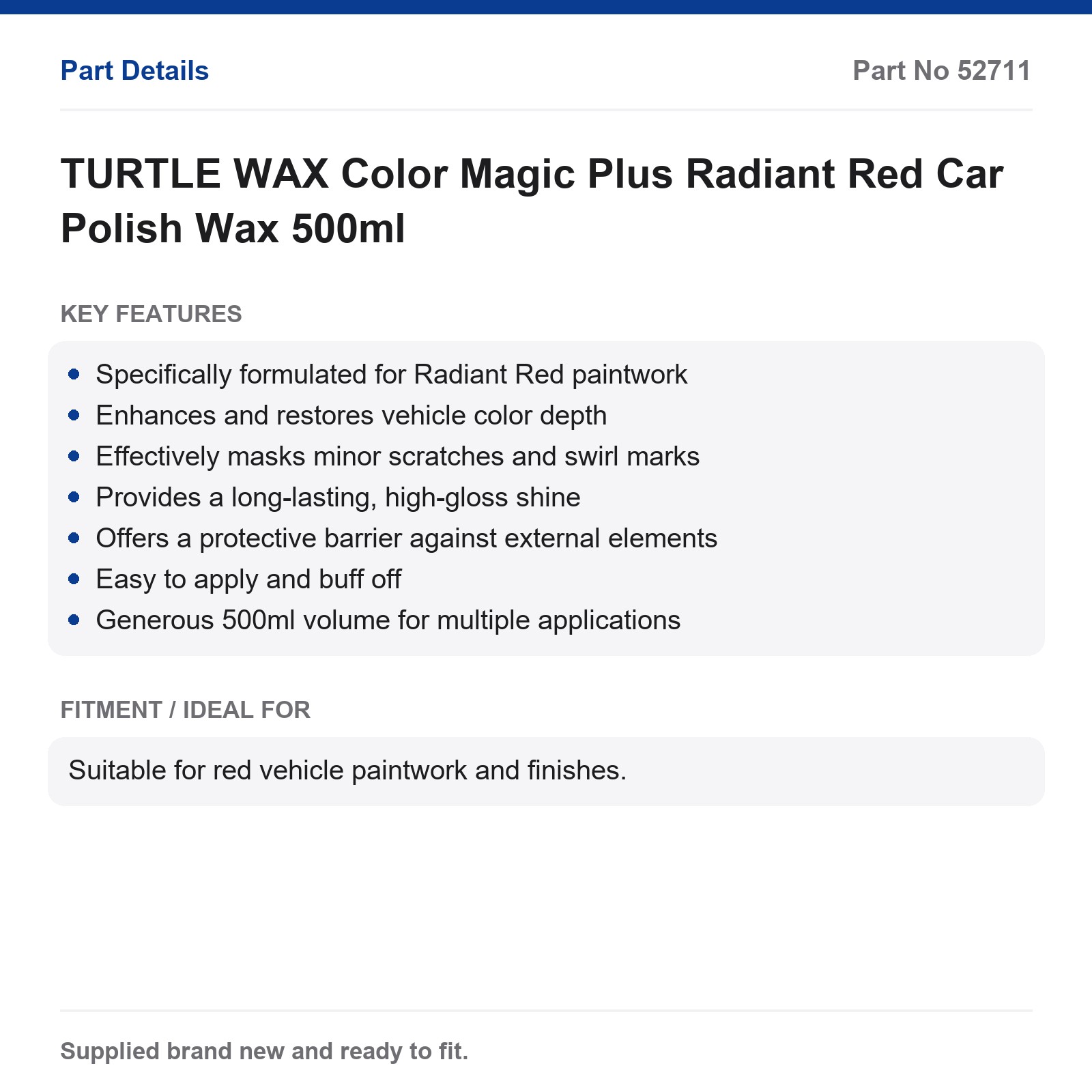 TURTLE WAX Color Magic Plus Radiant Red Car Polish Wax 500ml - Image 3