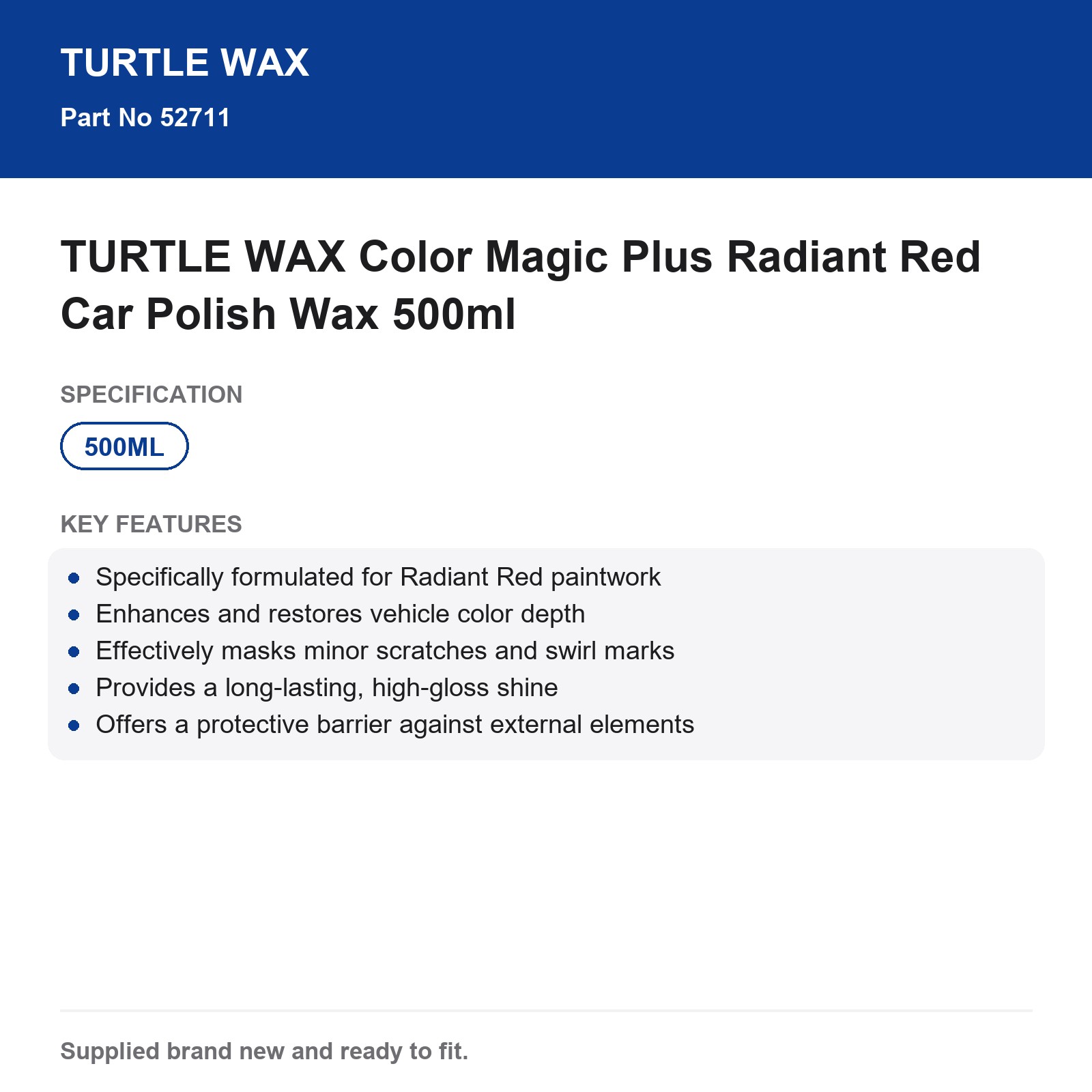 TURTLE WAX Color Magic Plus Radiant Red Car Polish Wax 500ml - Image 4