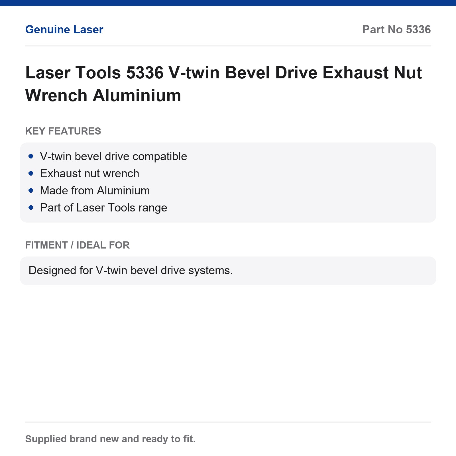 Laser Tools 5336 V-twin Bevel Drive Exhaust Nut Wrench Aluminium - Image 6
