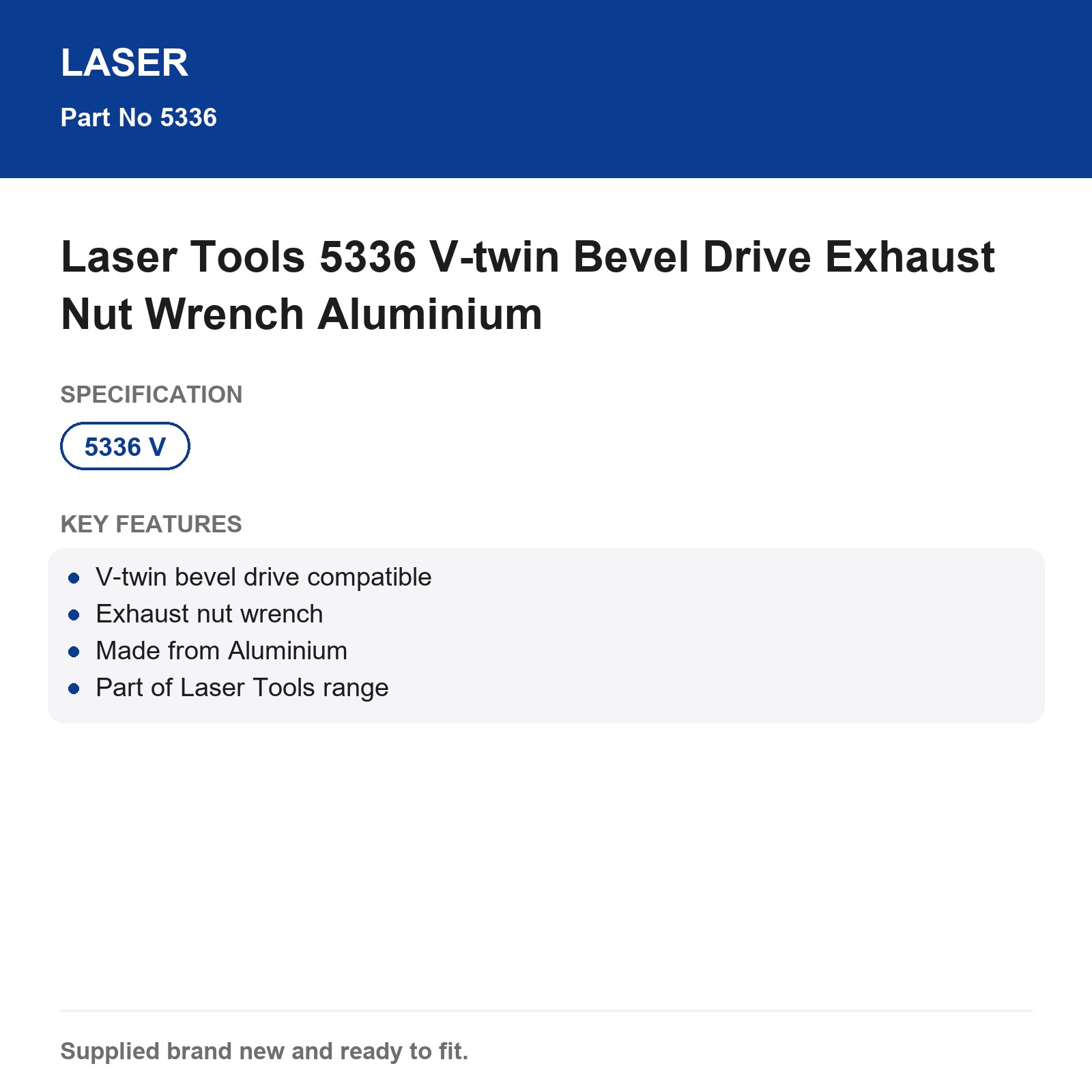 Laser Tools 5336 V-twin Bevel Drive Exhaust Nut Wrench Aluminium - Image 7