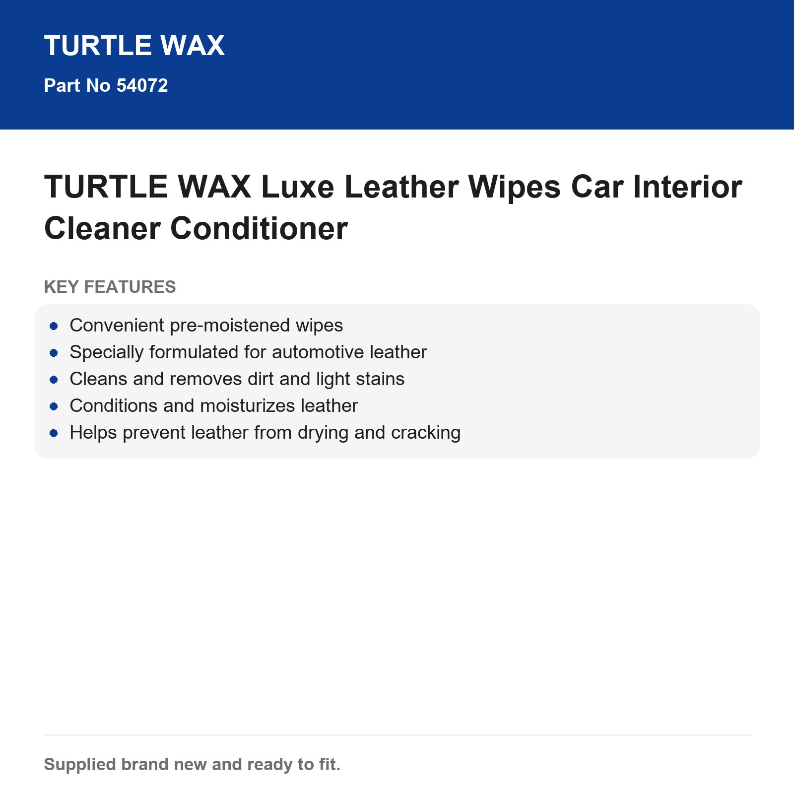 TURTLE WAX Luxe Leather Wipes Car Leather Cleaner Conditioner - Image 3