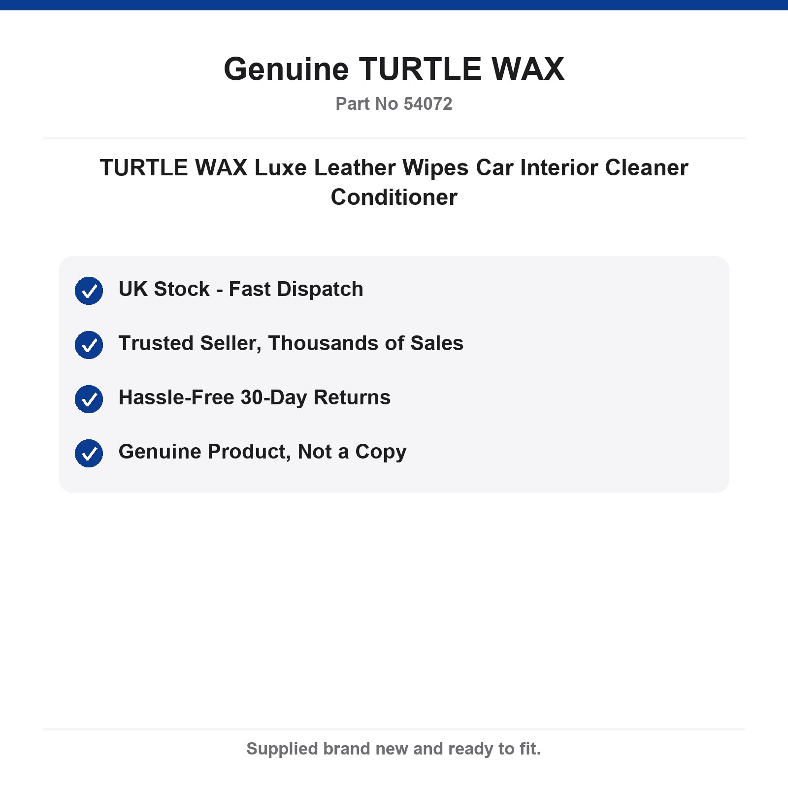 TURTLE WAX Luxe Leather Wipes Car Leather Cleaner Conditioner - Image 4