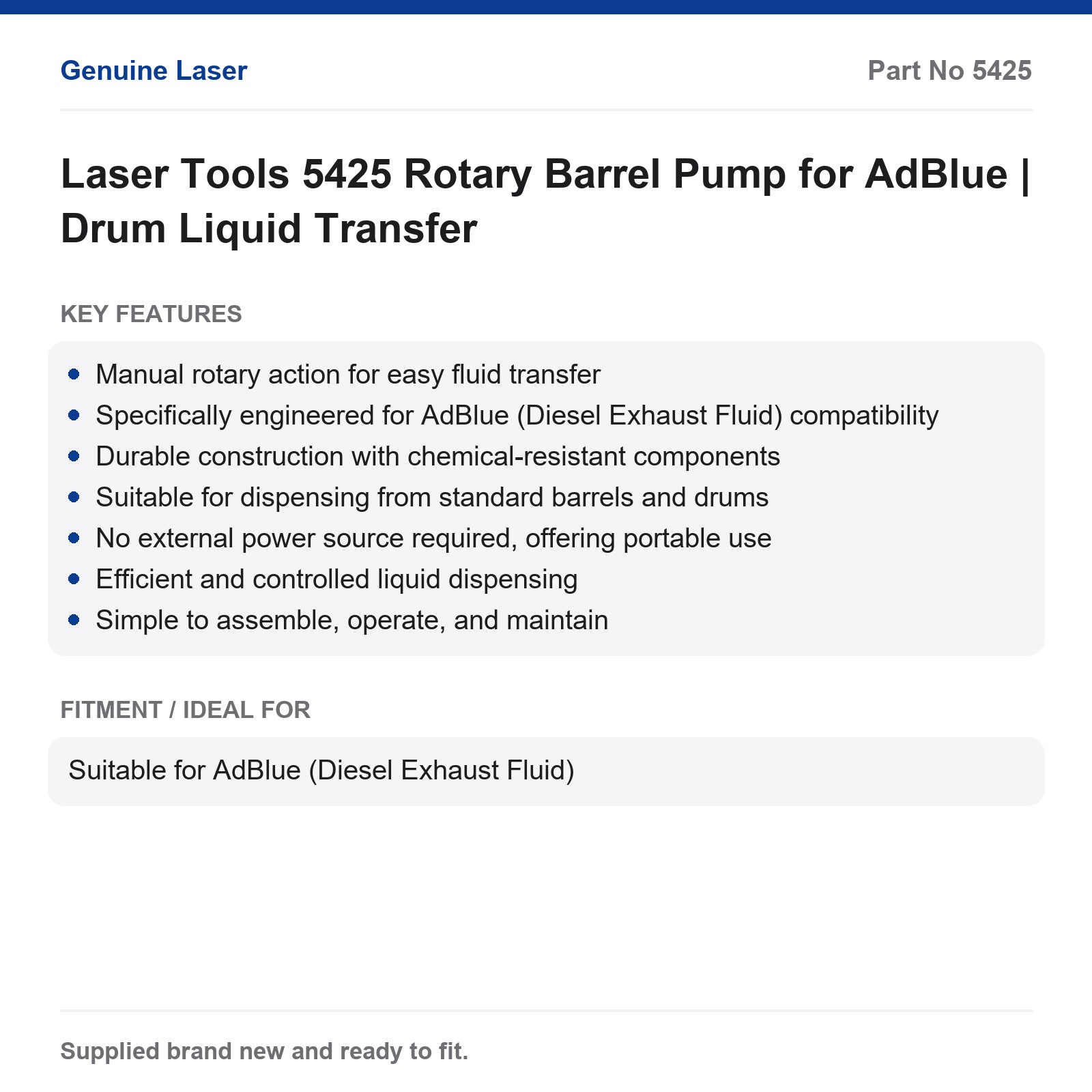Laser Tools 5425 AdBlue Rotary Barrel Pump Manual Drum Dispenser - Image 6