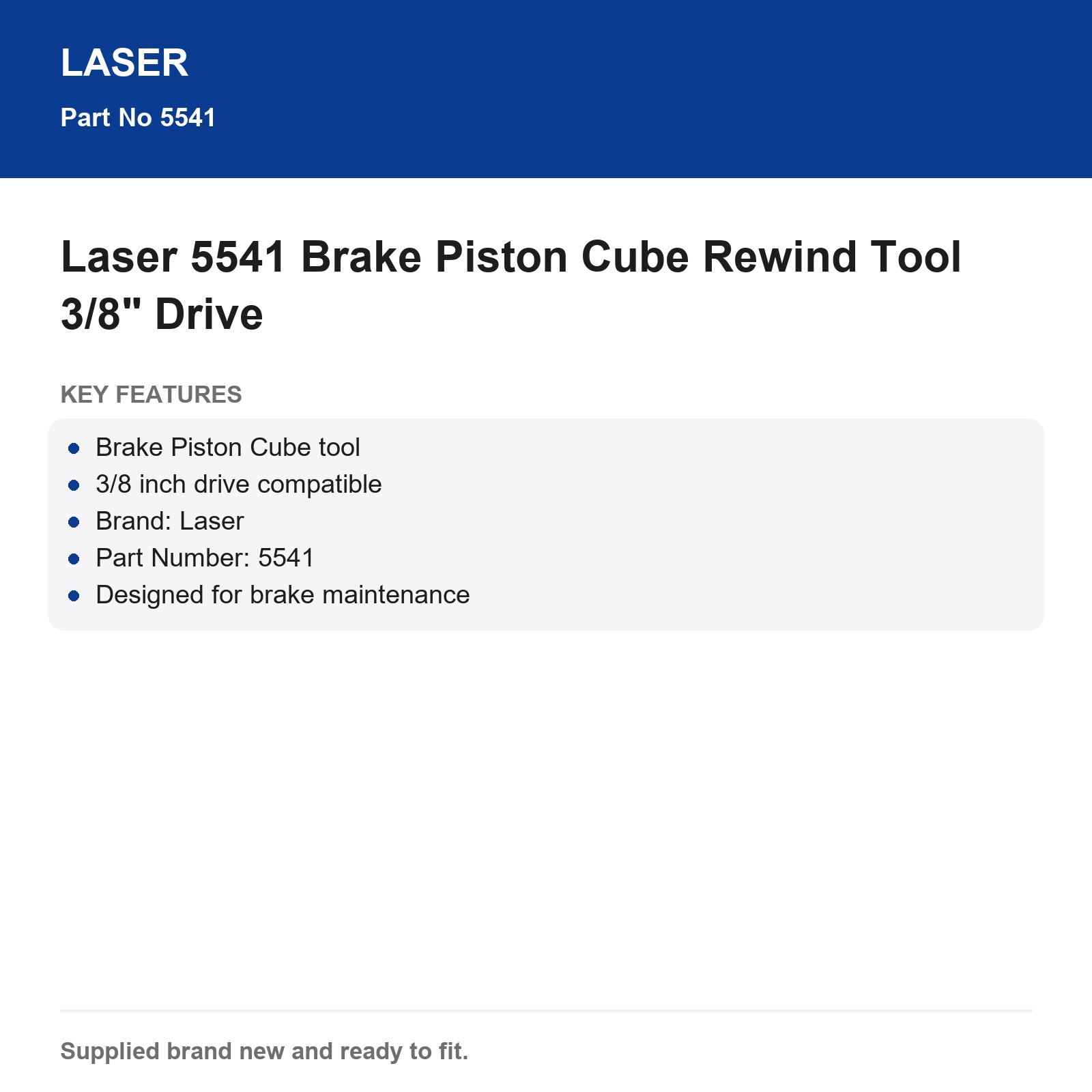 Brake Piston Cube Rewind Tool Laser 5541 3/8" Drive - Image 8