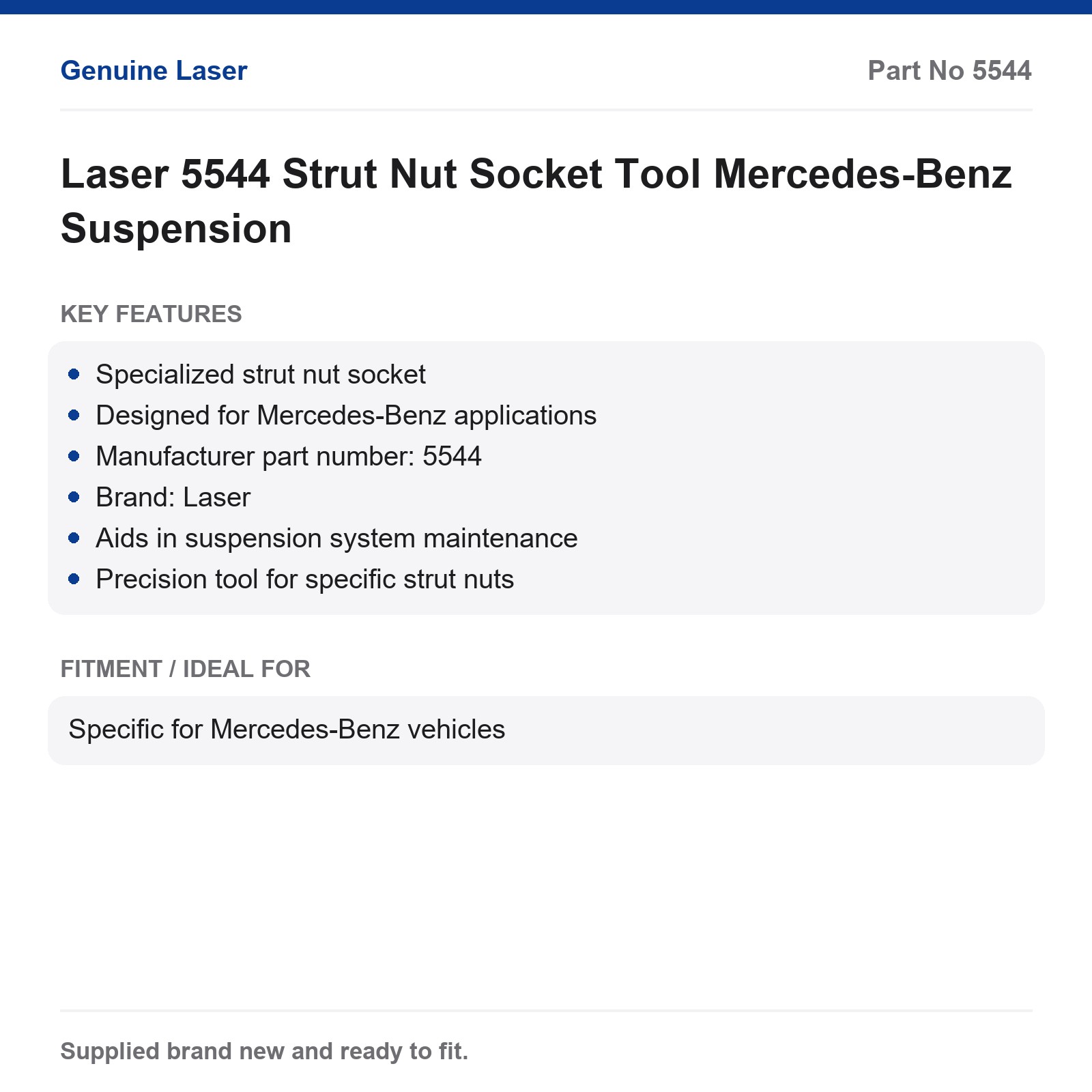 Laser 5544 Strut Nut Socket Tool Mercedes-Benz Suspension - Image 6