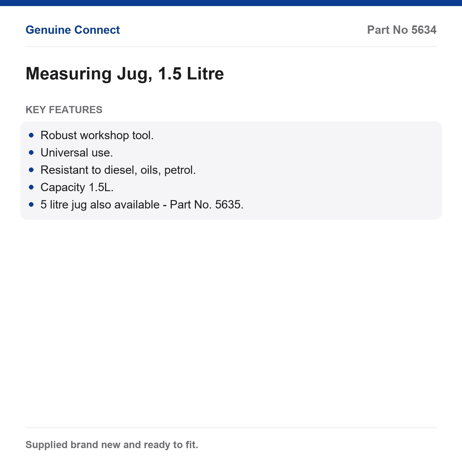 Measuring Jug 1.5L Diesel Oil Petrol Resistant Workshop Tool Laser Connect 5634 - Image 4