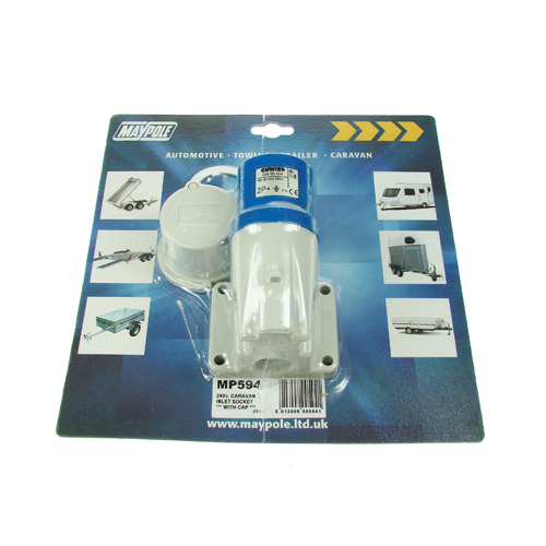 Maypole 230V 16A Caravan Inlet Socket with Cap Motorhome Trailer Universal