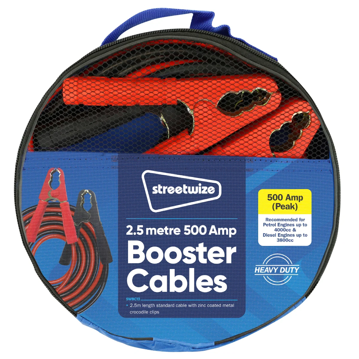 Streetwize Booster Cables 2.5m HD 400 Amp Petrol up to 4000cc Diesel - Image 2