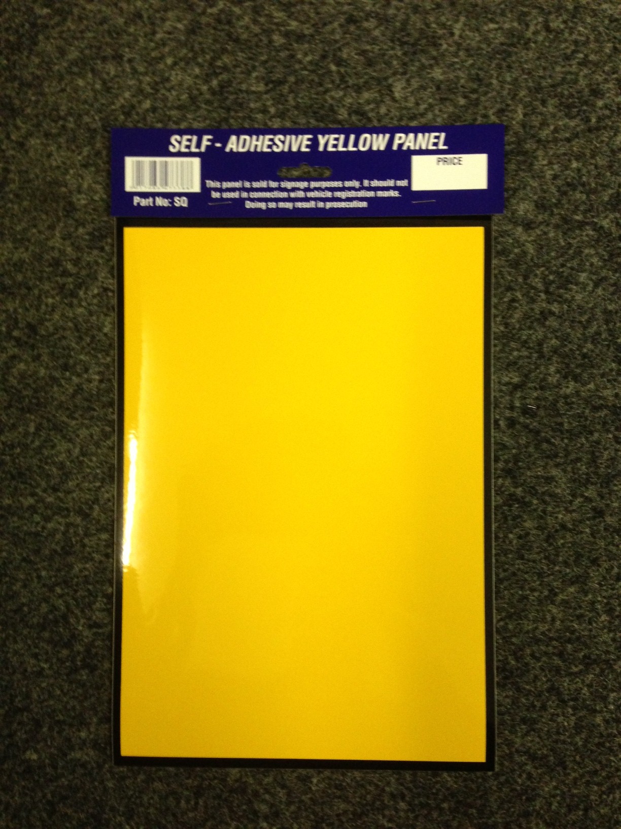 Yellow Car Sign Non-Reflective Square Panel Vehicle Trim Universal