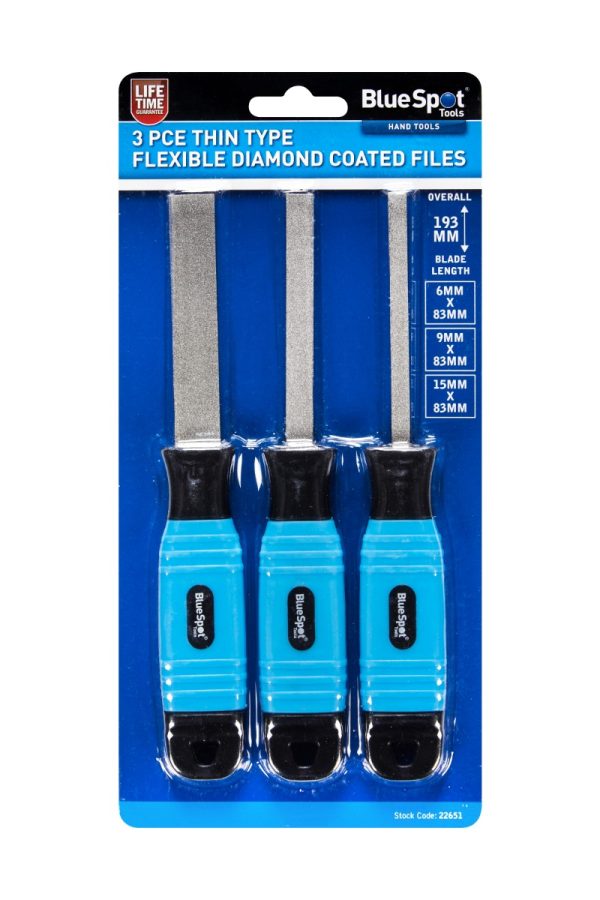 BlueSpot 3pc Diamond Coated Flexible Files Thin Type Model Making