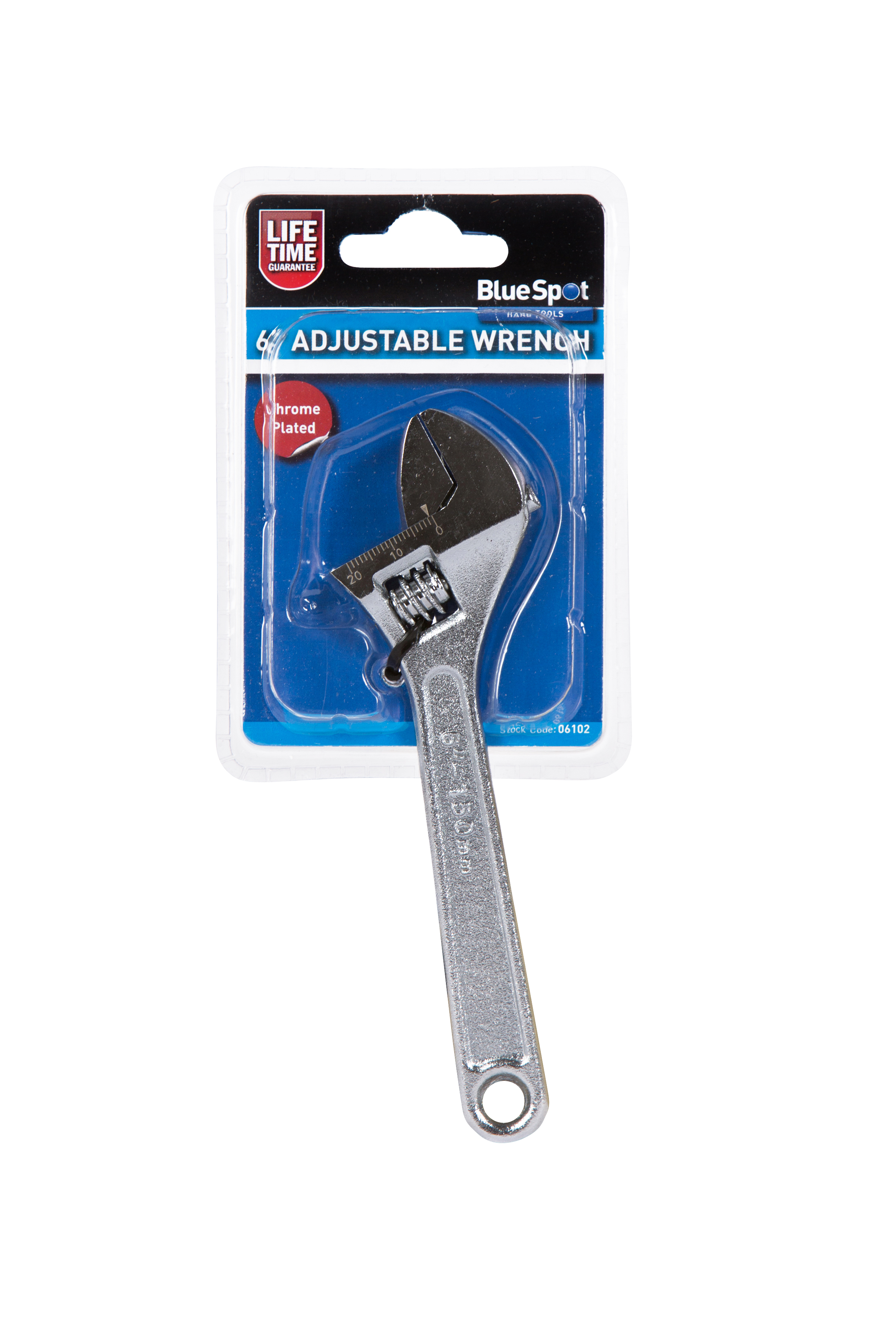 BlueSpot 150mm 6″ Adjustable Wrench Carbon Steel Chrome Plated Offset Jaws 21mm