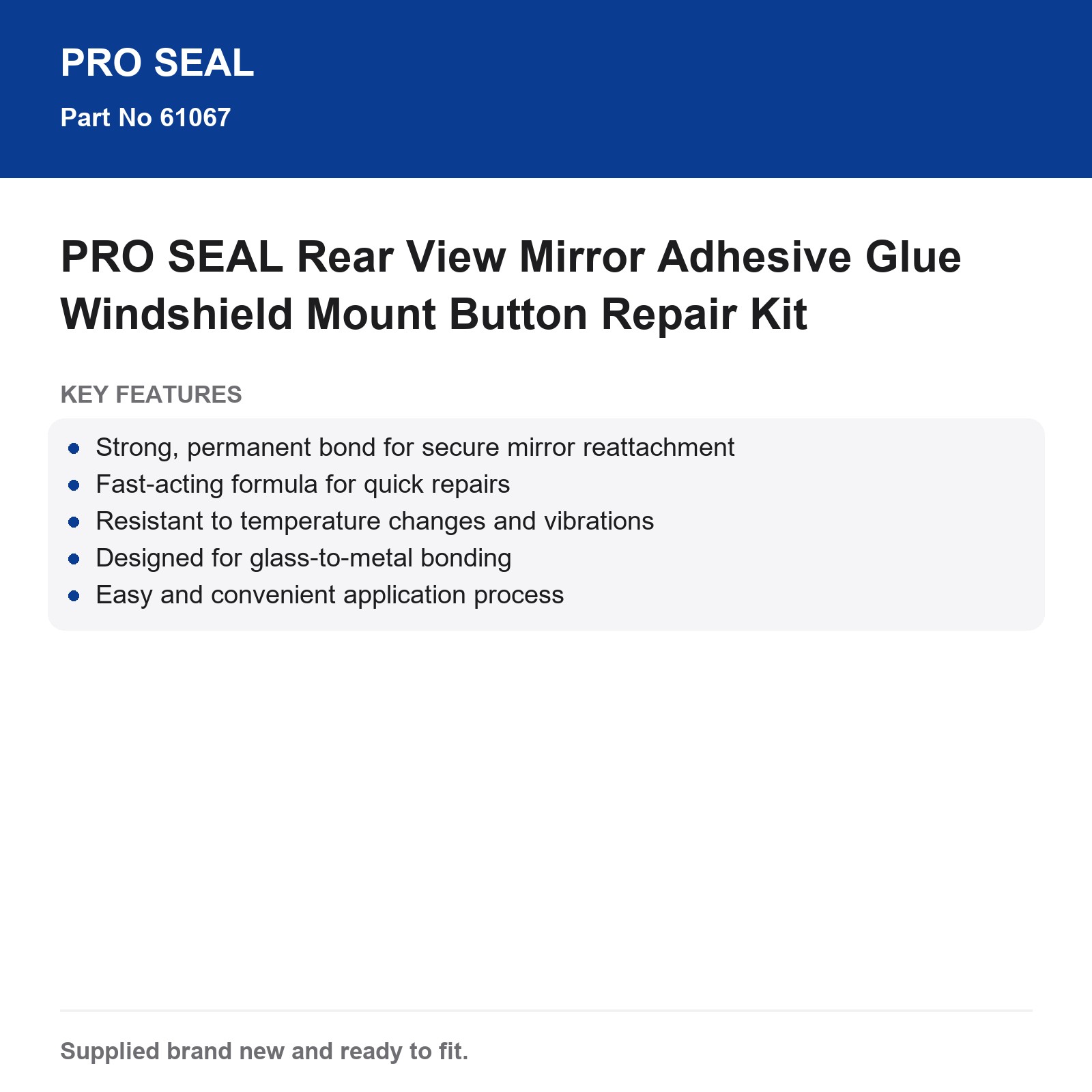 PRO SEAL Rear View Mirror Adhesive Glue Windshield Mount Button Repair Kit - Image 3