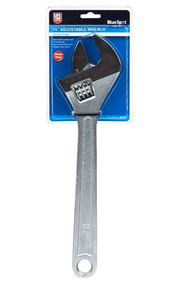 BlueSpot 15″ Carbon Steel Adjustable Wrench Spanner 50mm Jaw Extra Long Handle