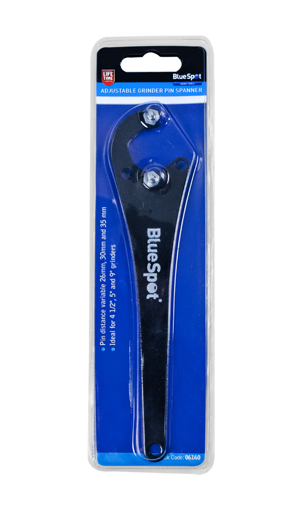 BlueSpot Adjustable Angle Grinder Pin Spanner Locknut 26-35mm 4.5″ 5″ 9″
