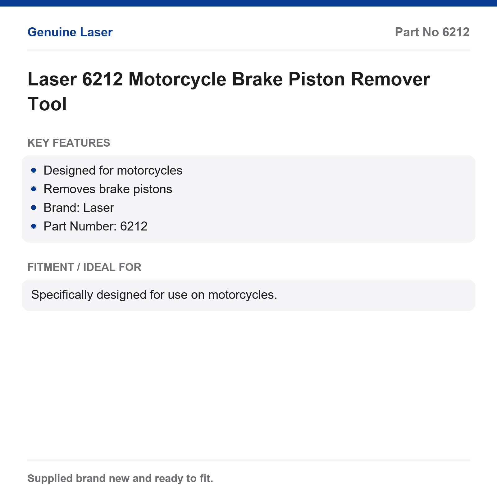 Laser 6212 Motorcycle Brake Piston Remover Extractor Tool - Image 7