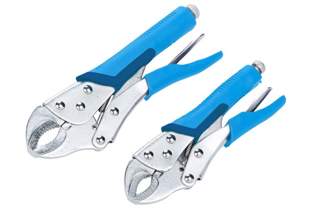 BlueSpot Locking Pliers Curved Soft Grip 2pc 180mm 250mm (7" 10") Non-Slip - Image 2