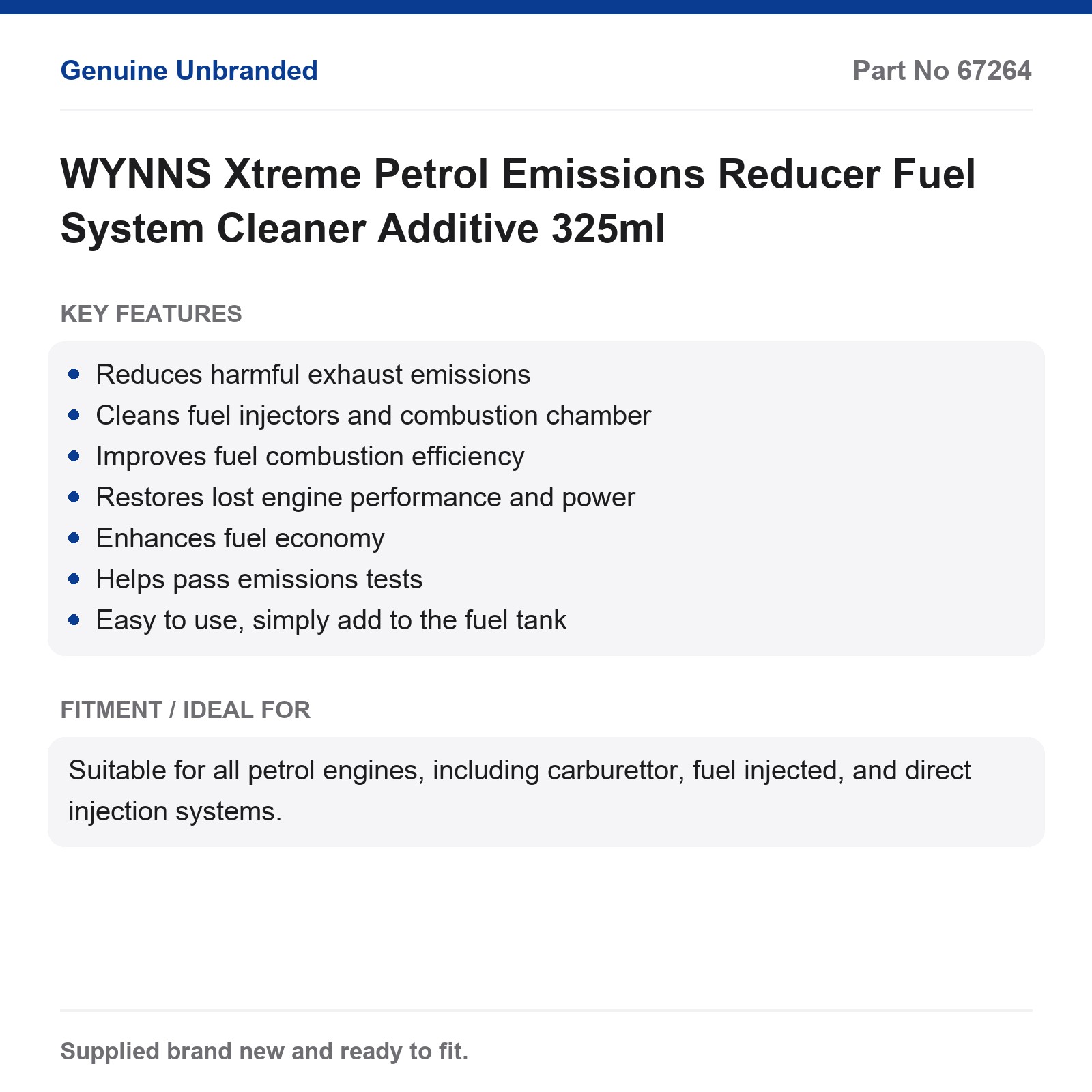 WYNNS Xtreme Petrol Emissions Reducer Fuel System Cleaner Additive 325ml - Image 2