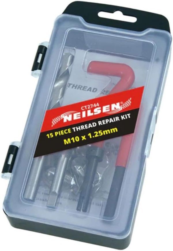 Neilsen 15pc M10 x 1.25 Helicoil Thread Repair Kit Stripped Bolt Fix